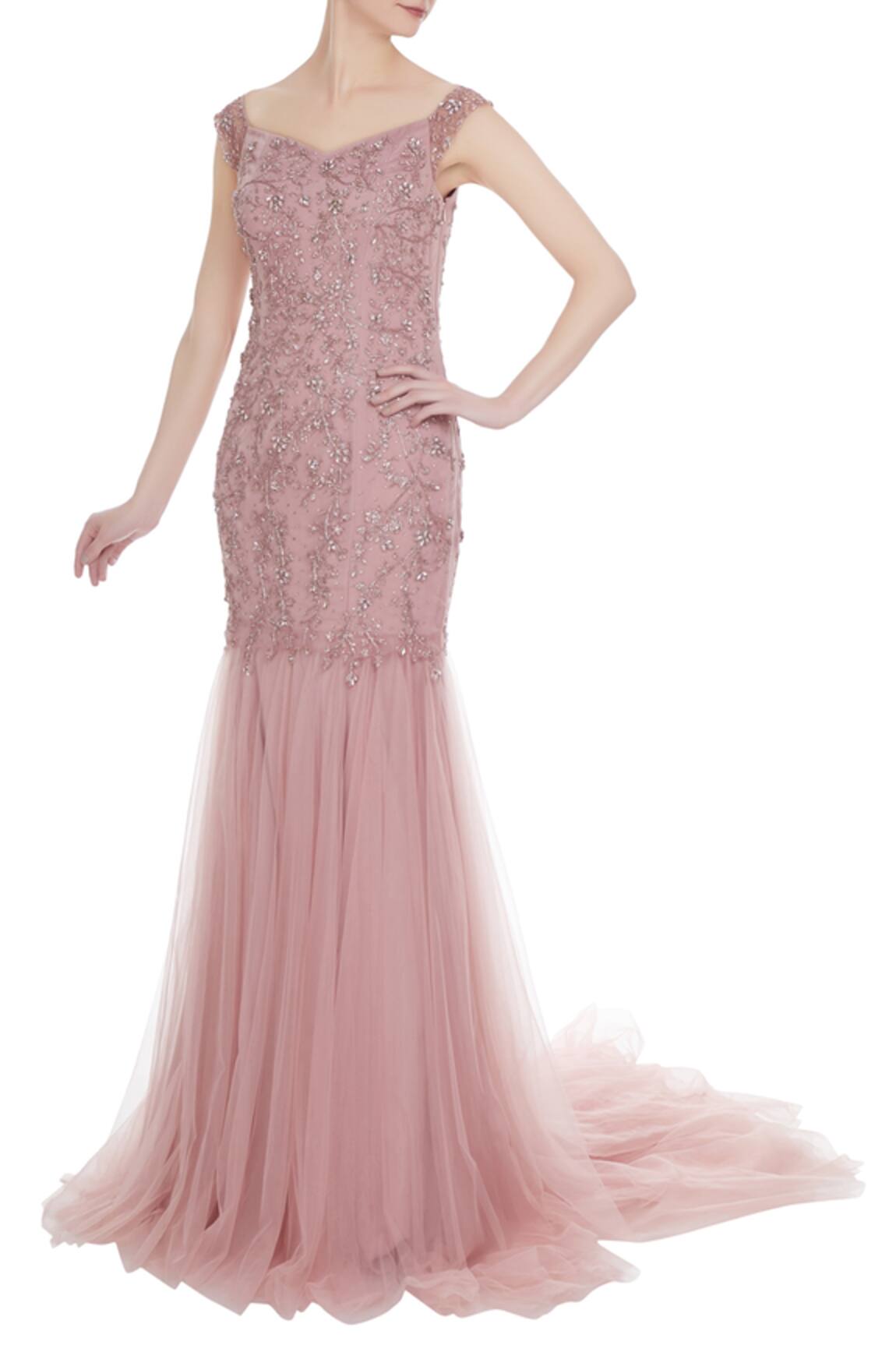 Pooja Peshoria Hand embroidered sequin mermaid gown with cancan underlayer