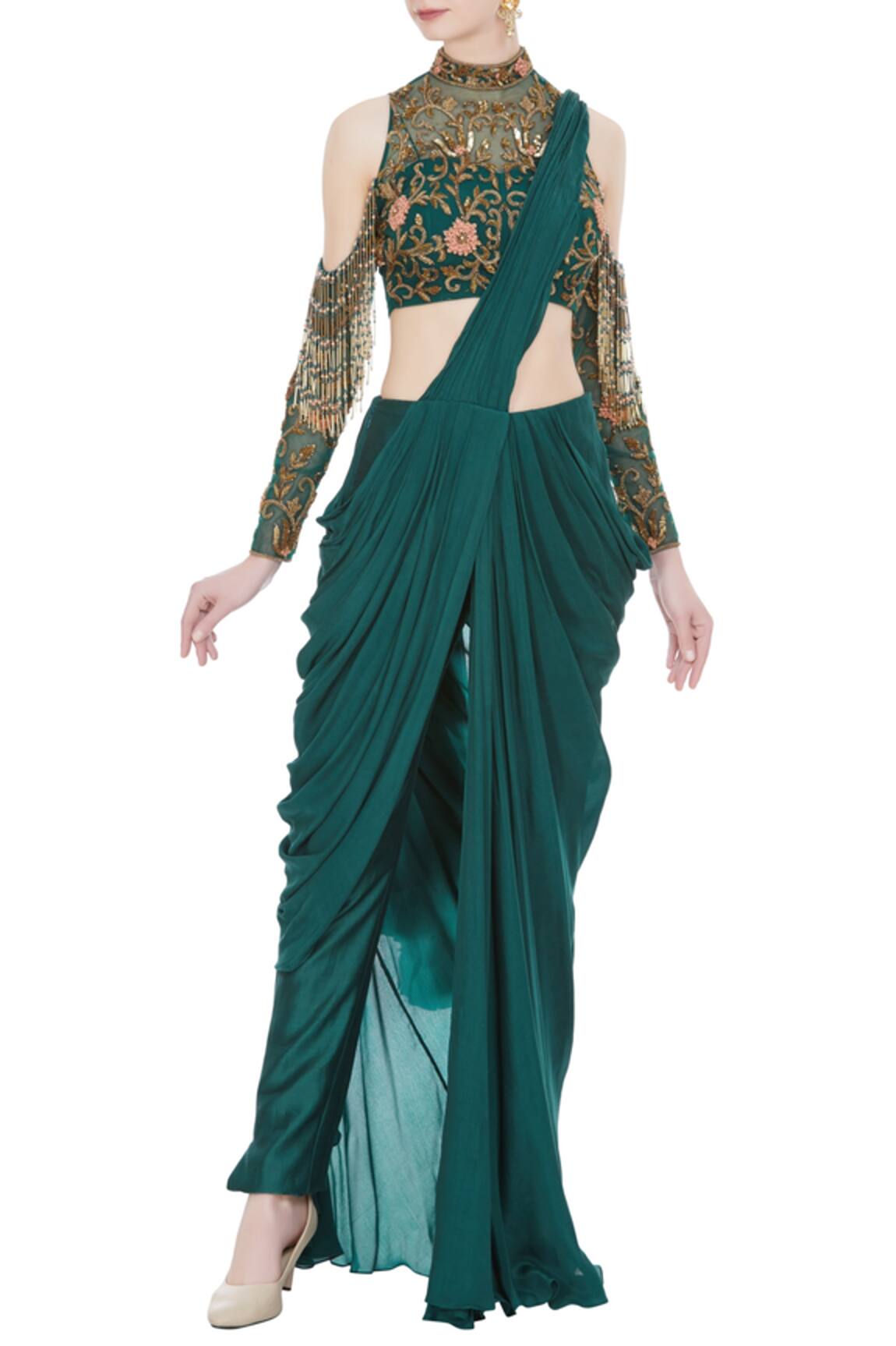 Nitika Kanodia Gupta Pre-Draped Saree with Embellished Blouse 