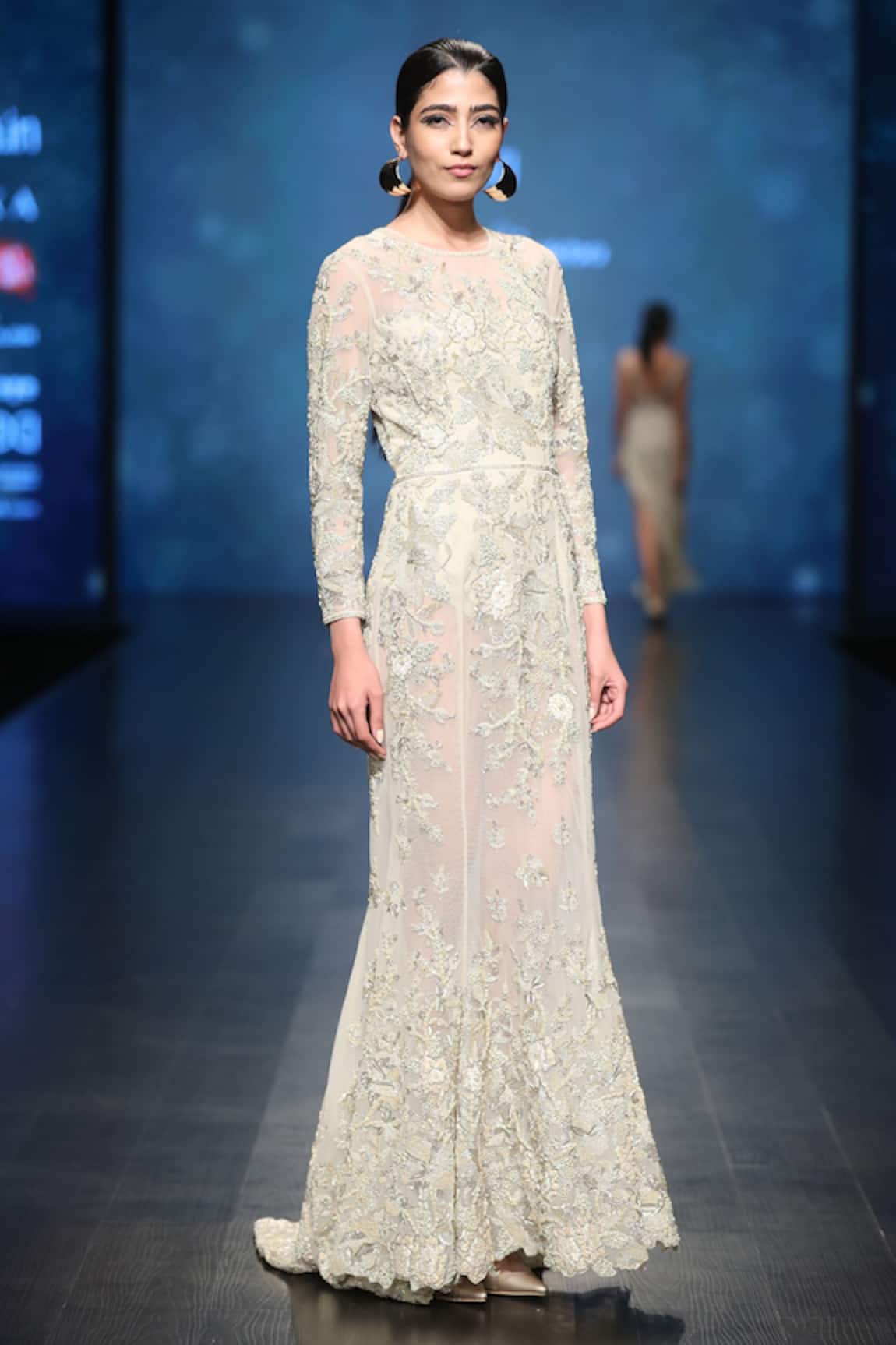 Rabani & Rakha Embroidered Gown with Bodysuit 