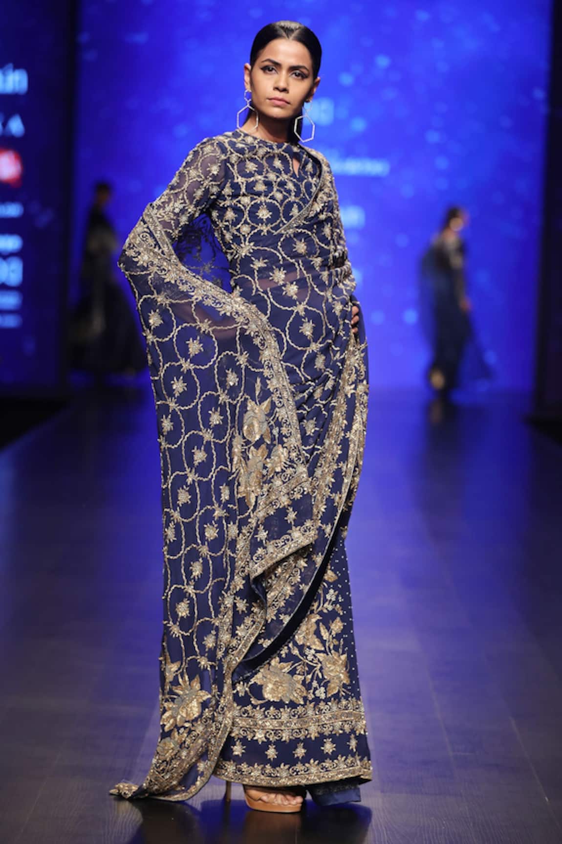 Rabani & Rakha Pre-Draped Embroidered Saree With Blouse 