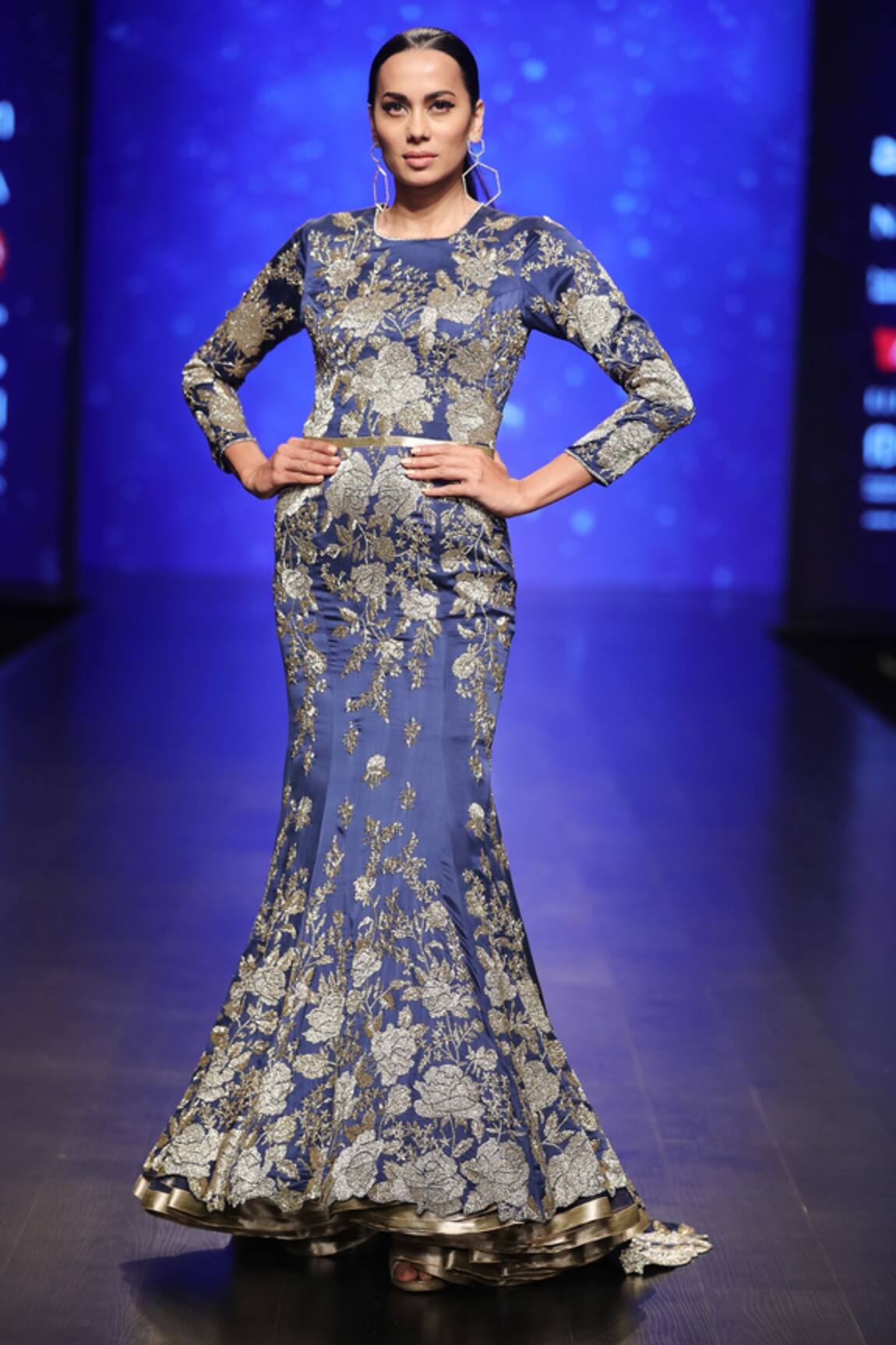 Rabani & Rakha Silk Embellished Mermaid Gown 