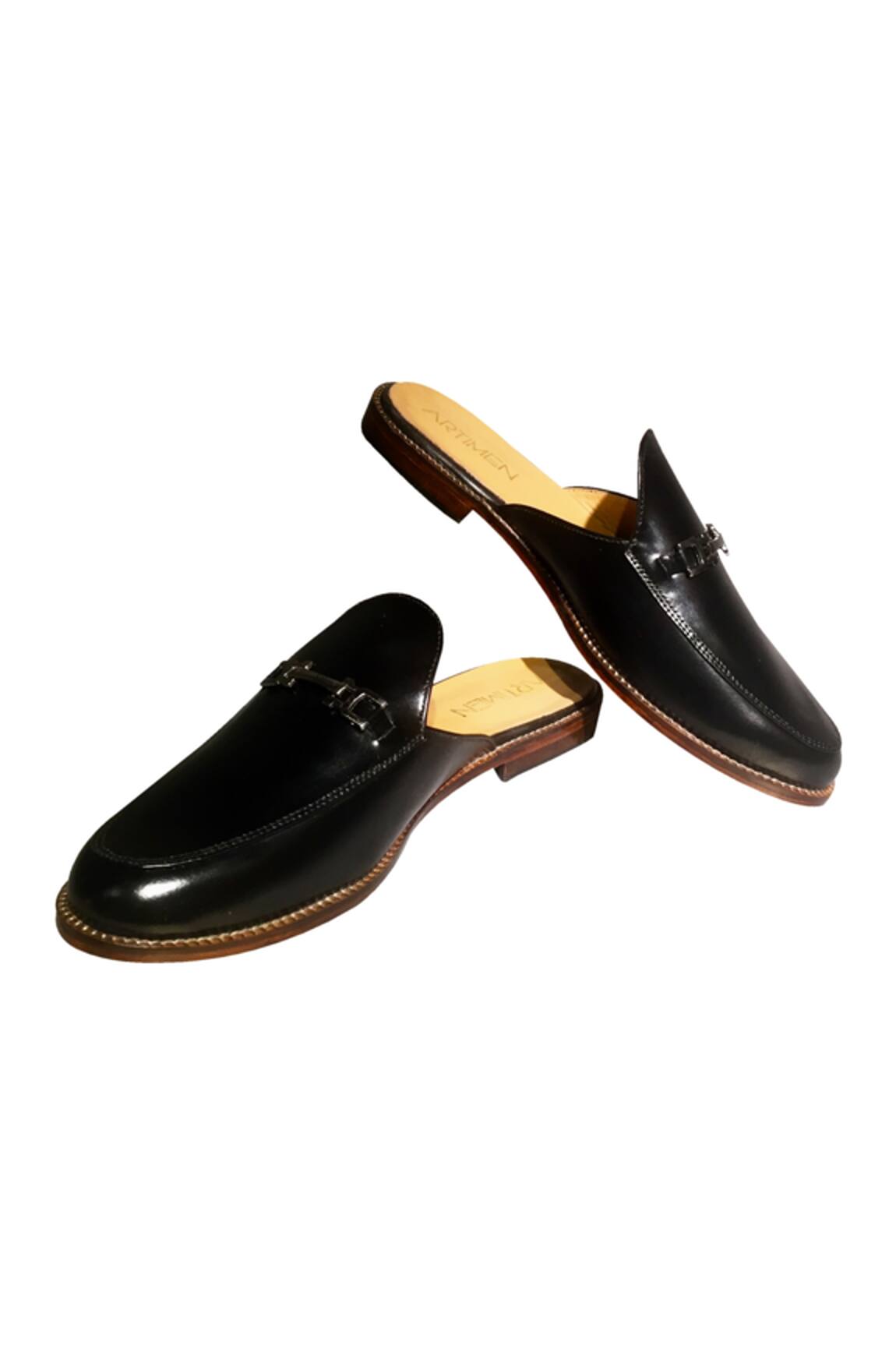 Artimen Black pure leather slip-on mules 