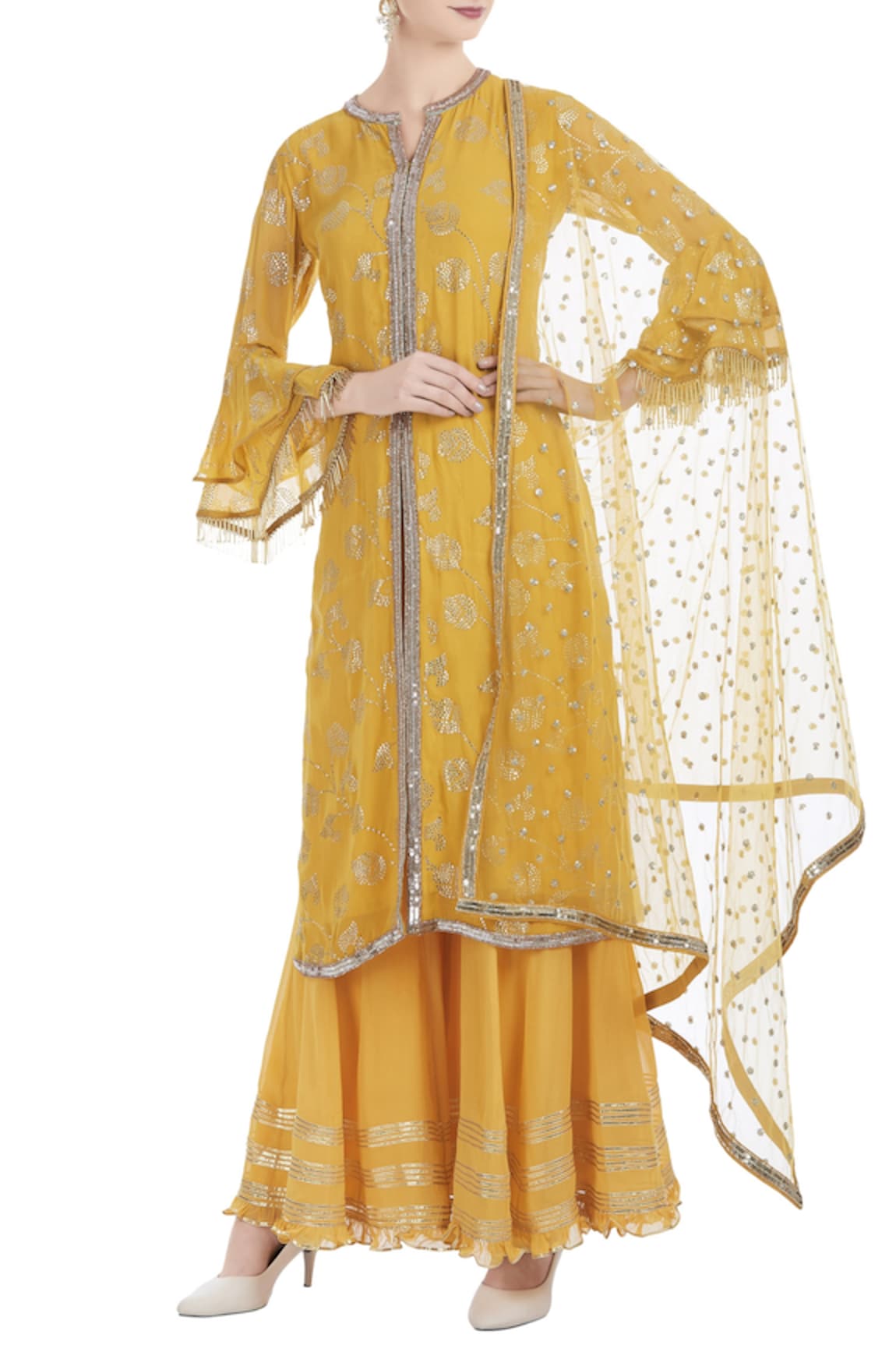 Ushma Vaidya Hand Embroidered Kurta Sharara Set