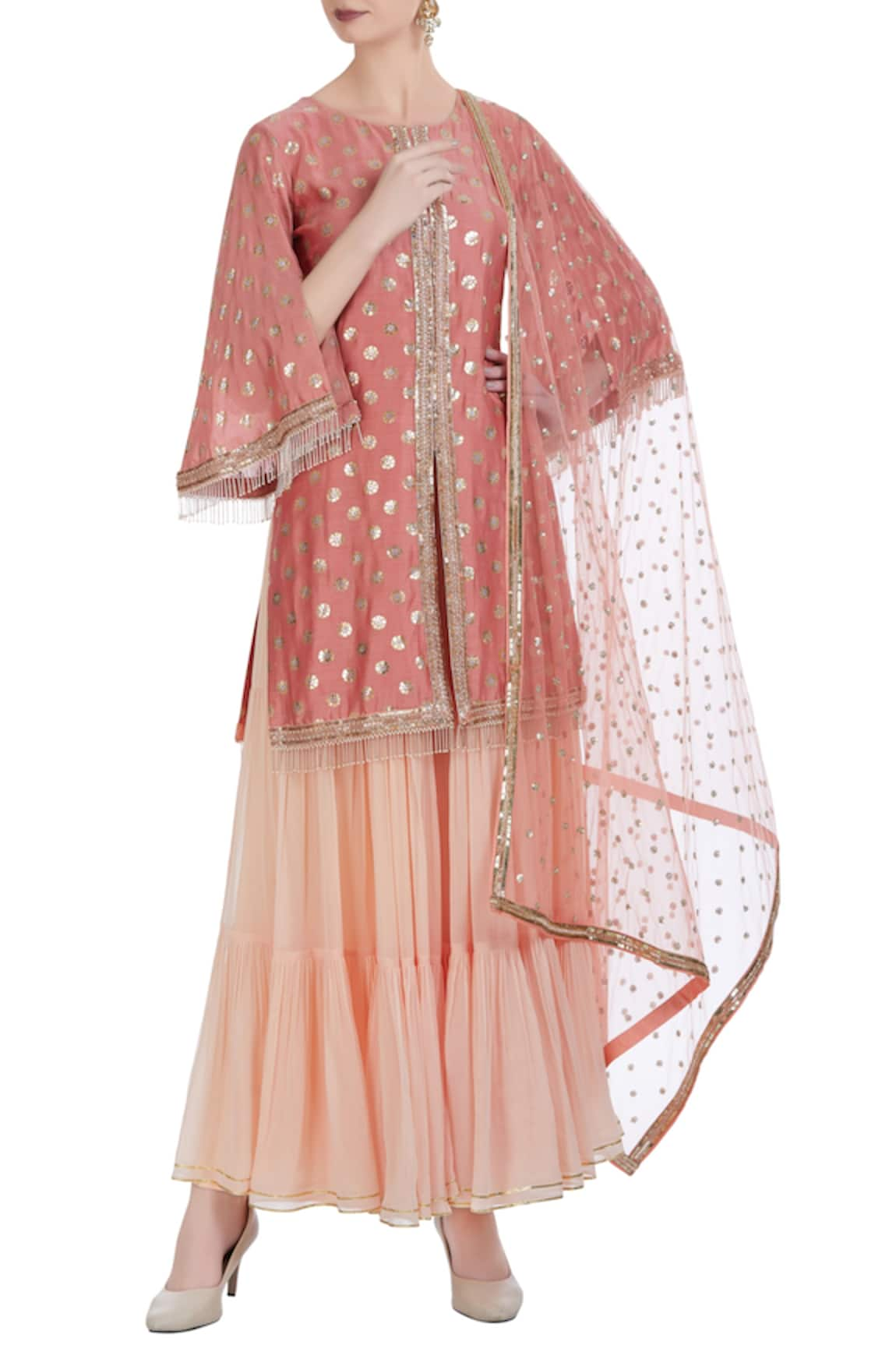 Ushma Vaidya Embroidered Chanderi Silk Kurta Sharara Set