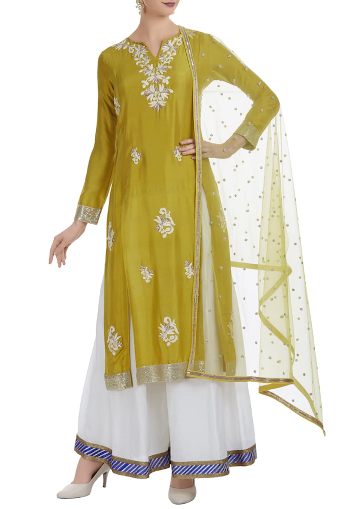 Ushma Vaidya Embroidered Silk Kurta Palazzo Set