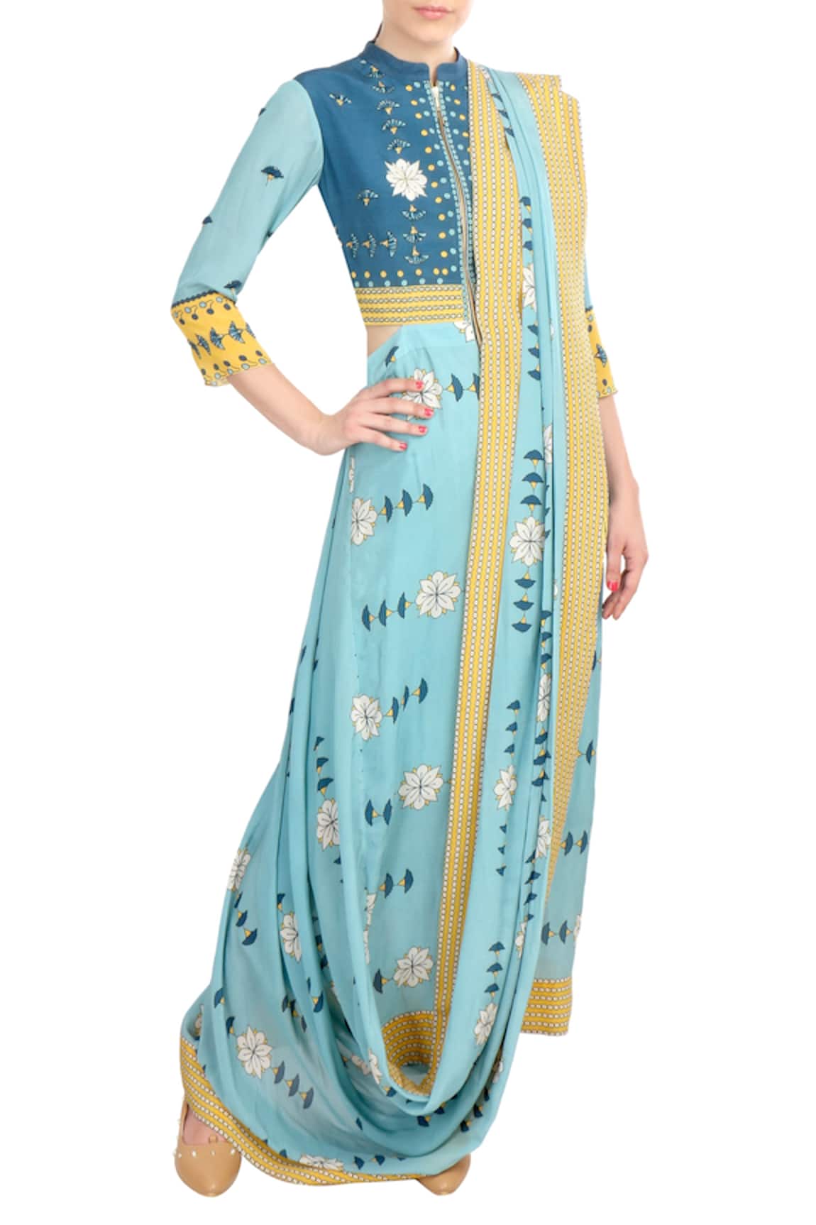 Soup By Sougat Paul Pre-Draped Printed Saree 