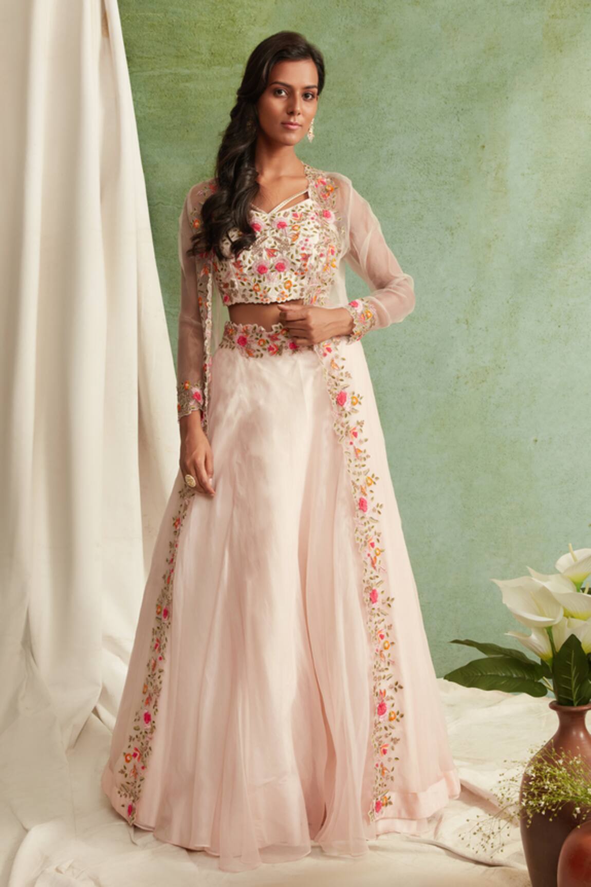 Priyanka Jain Organza Jacket & Lehenga Set