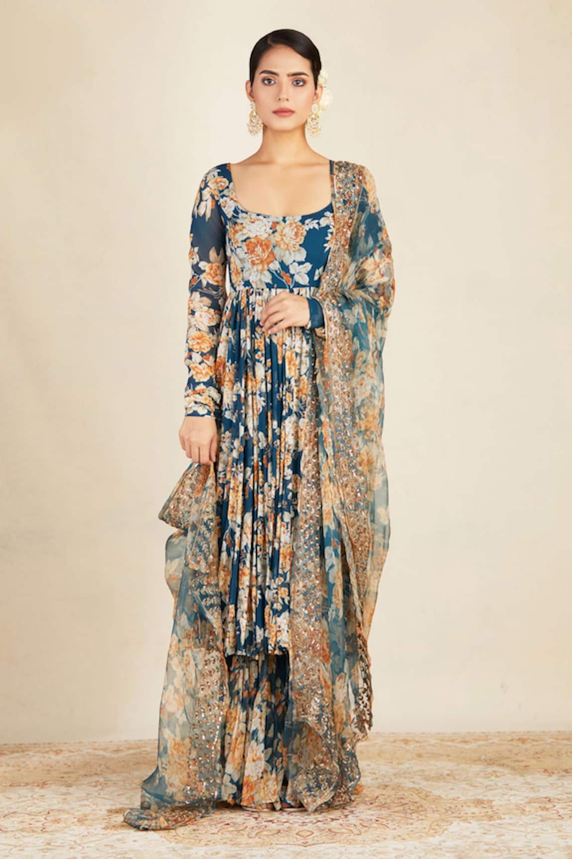 Astha Narang Floral Print Anarkali Sharara Set