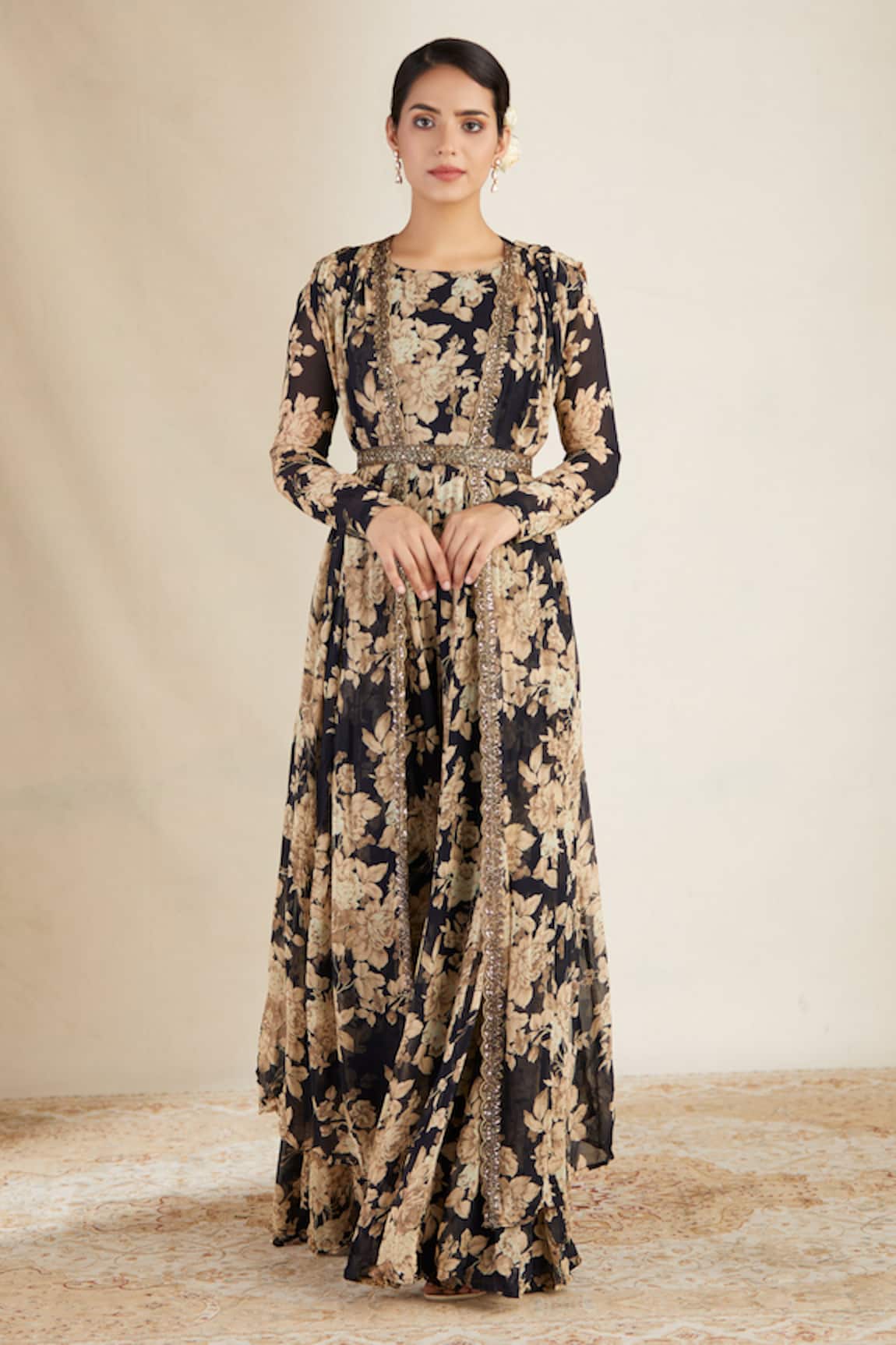 Astha Narang Floral Print Jumpsuit with Jacket