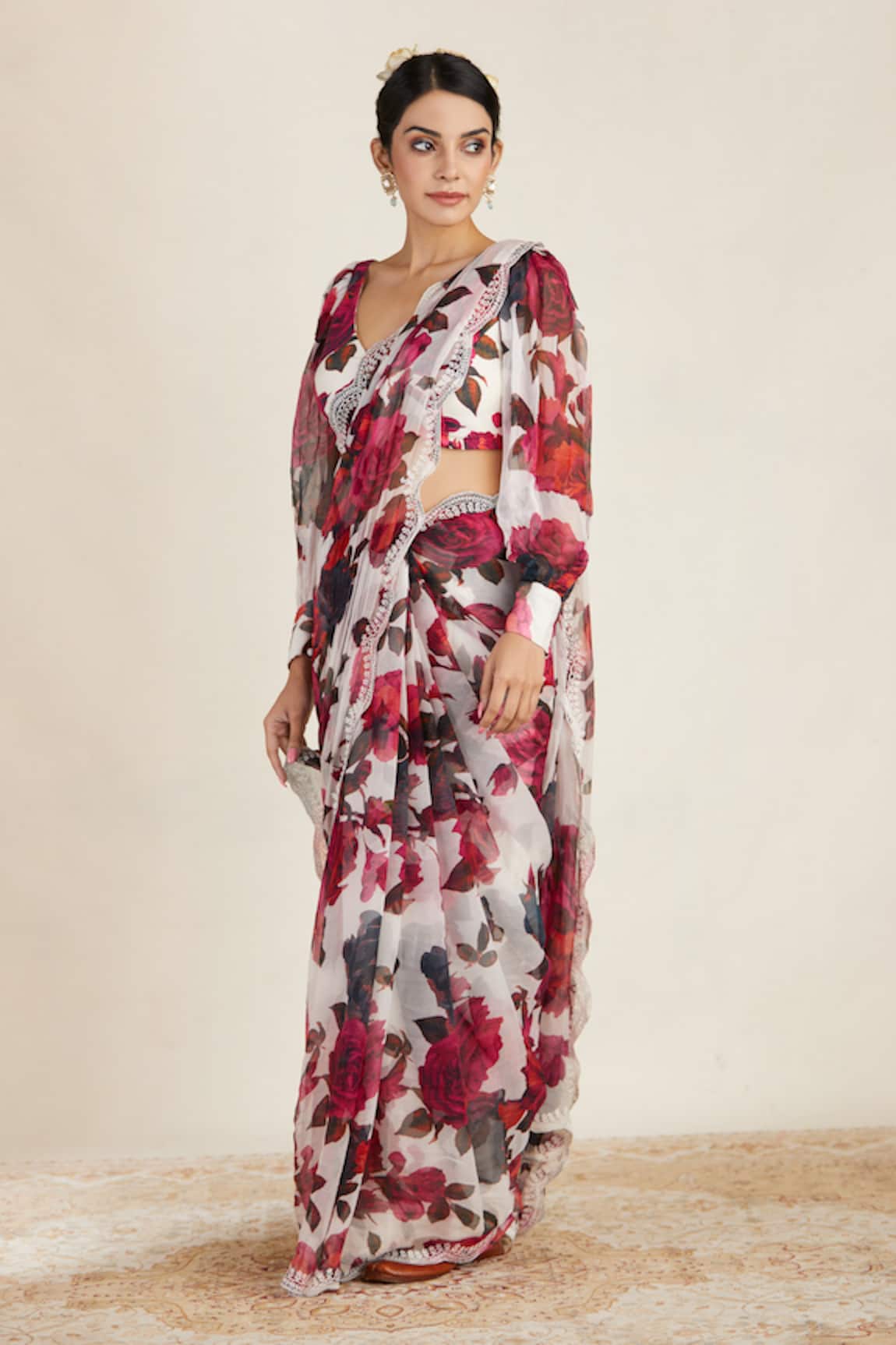 Astha Narang Floral Print Saree with Blouse