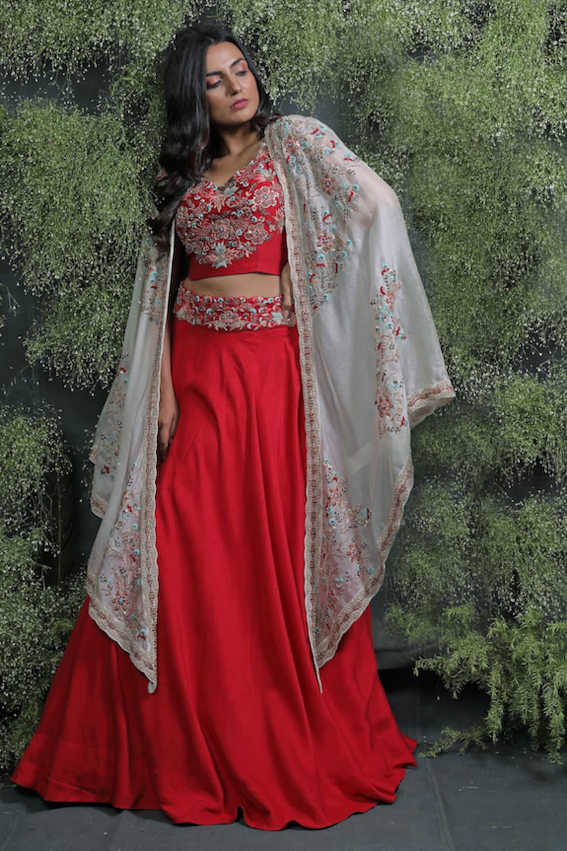 Usha Bagri Embroidered Lehenga Set With Cape