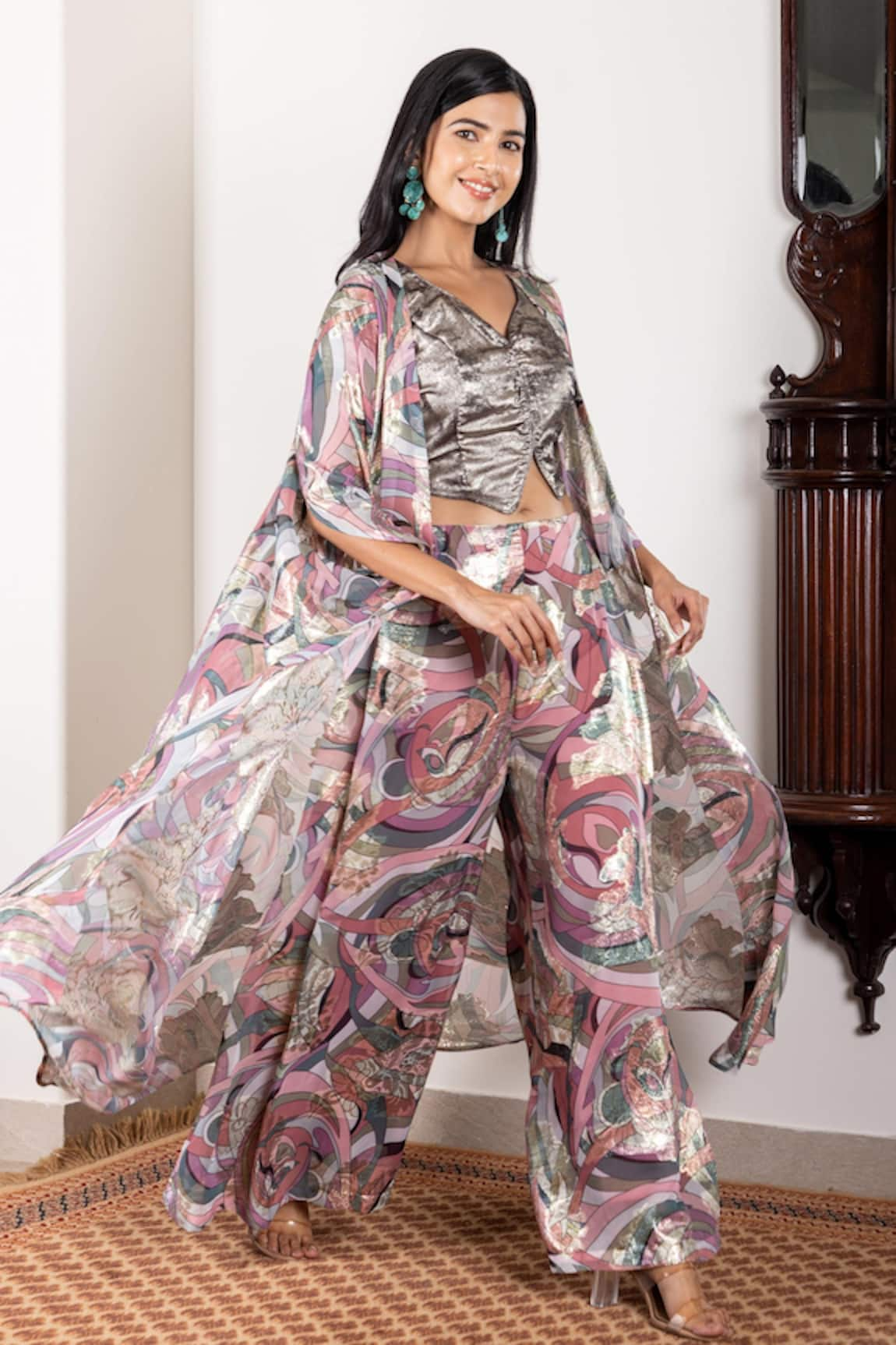 Inara Jaipur Abstract Pattern Shrug & Palazzo Set