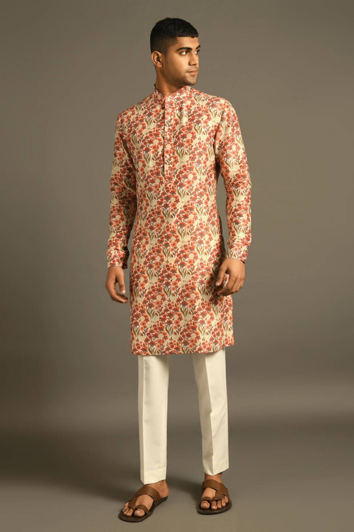 Dhruv Vaish Chanderi Printed Kurta Set 