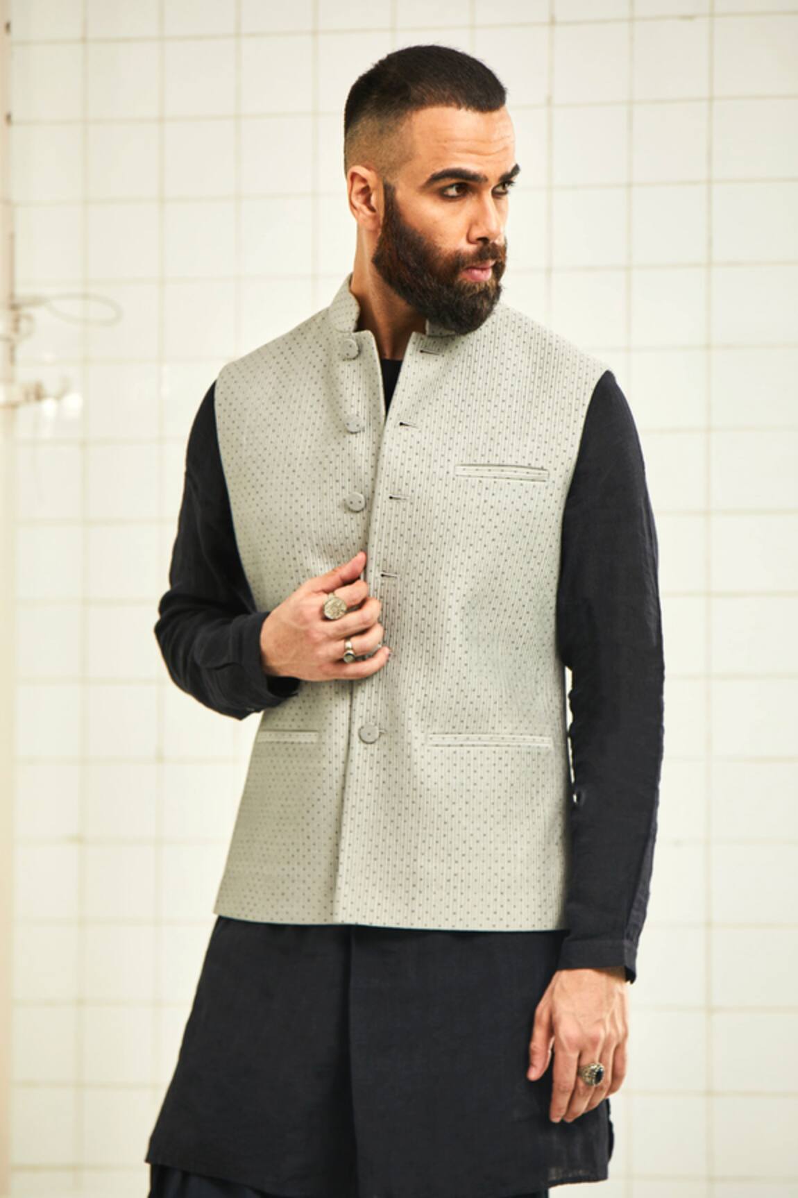 Rajesh Pratap Singh Printed Nehru Jacket 