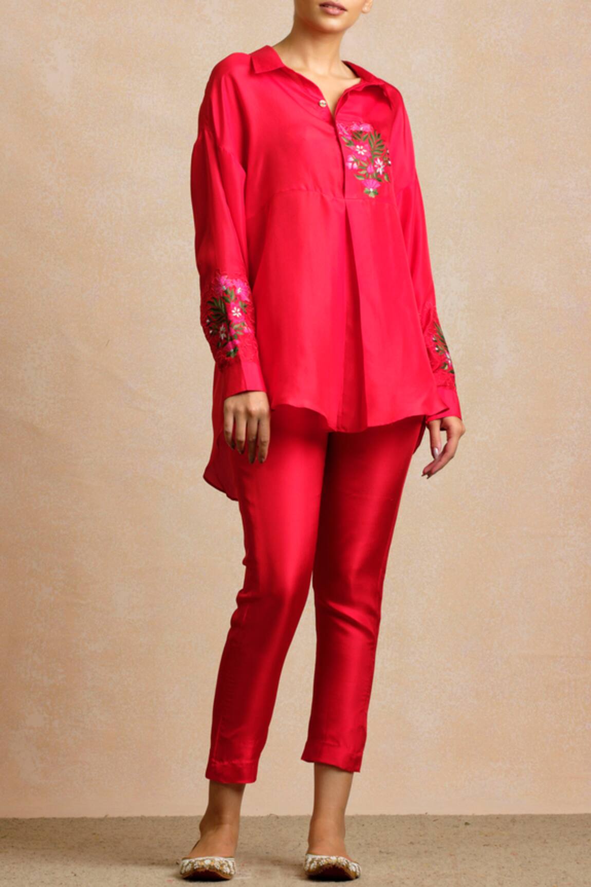 Sue Mue Embroidered Silk Shirt
