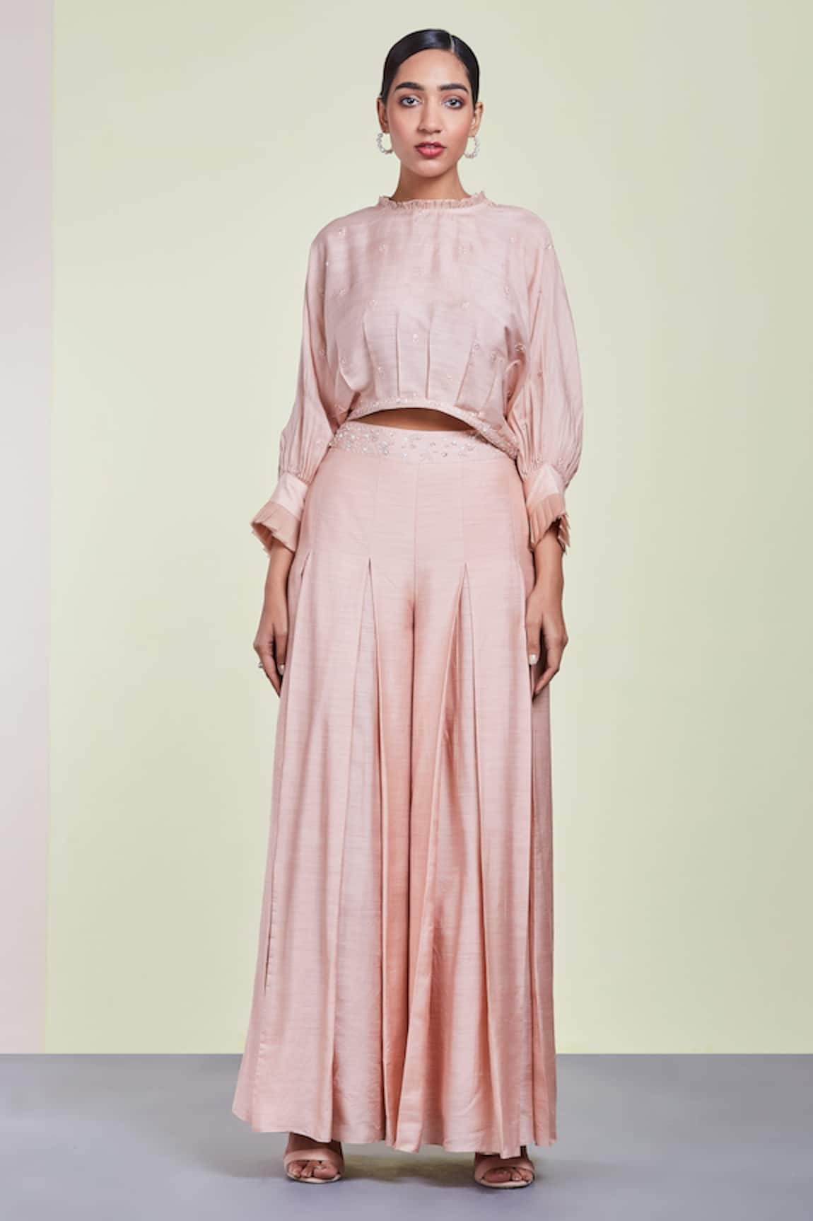 Sue Mue Embroidered Top with Flared Pant