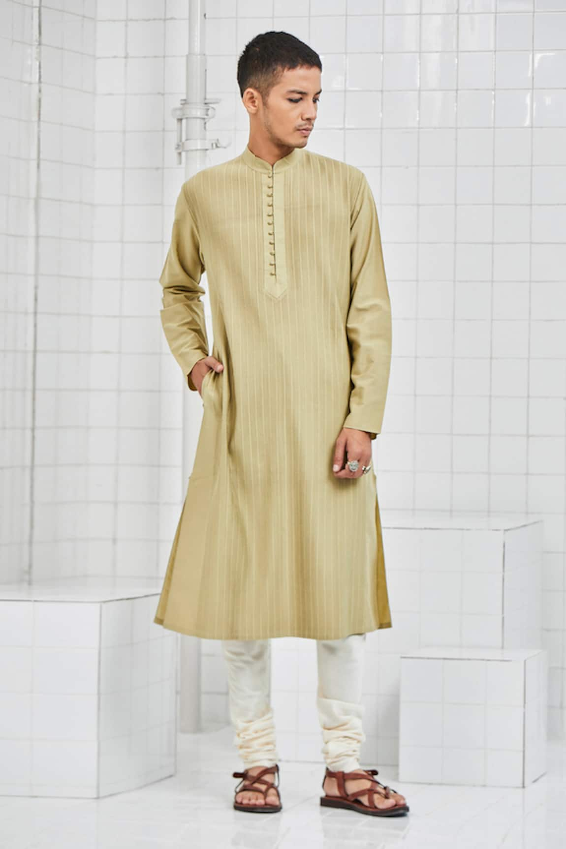 Rajesh Pratap Singh Khinsar Pintuck Kurta Set