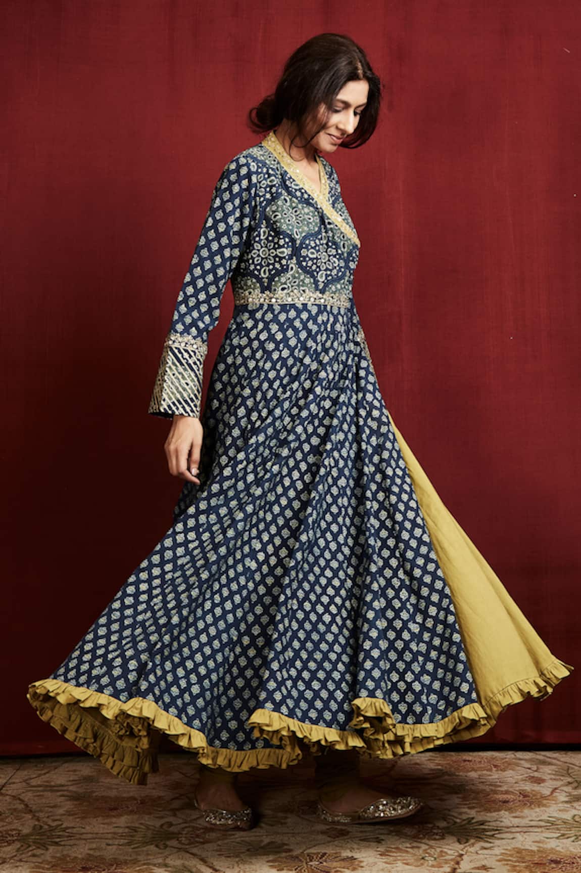 Sue Mue Ajrakh Print Angrakha Set 