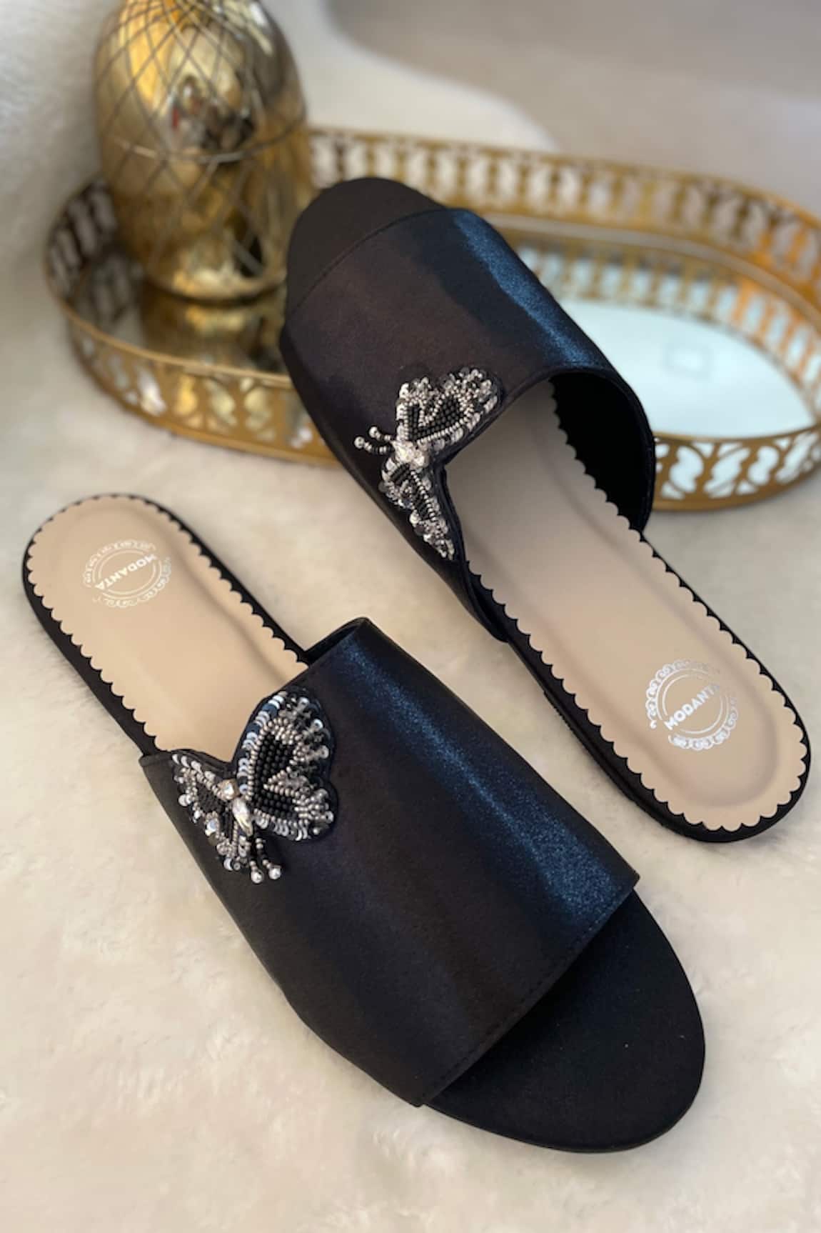 Modanta Footwear Butterfly Patch Embroidered Flats 