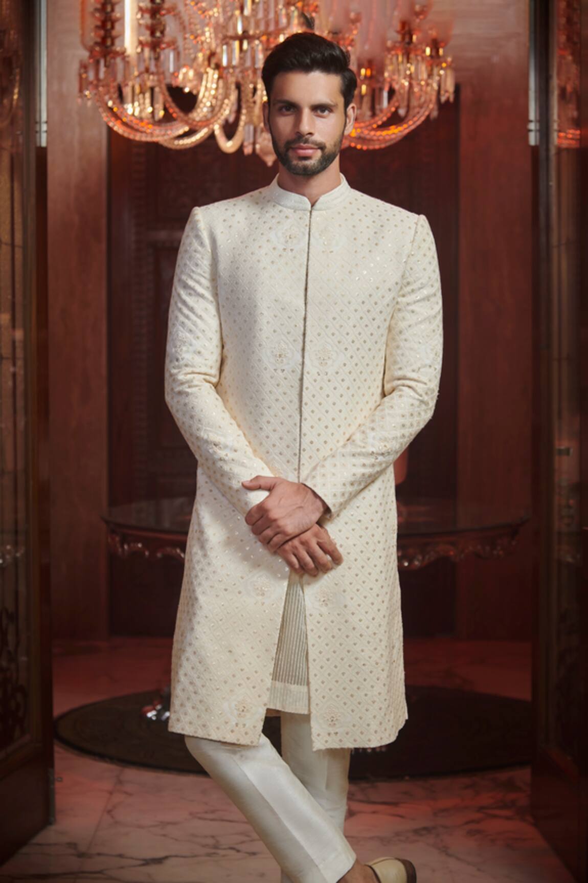 Sawan Gandhi Embroidered Sherwani & Pant Set