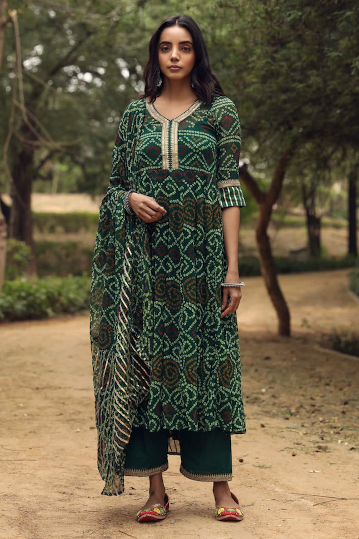 Gulabo Jaipur Bandhani Print Anarkali Set