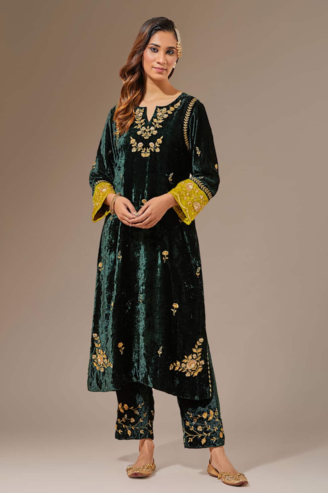 Anantaa by Roohi Velvet Embroidered Placement Kurta