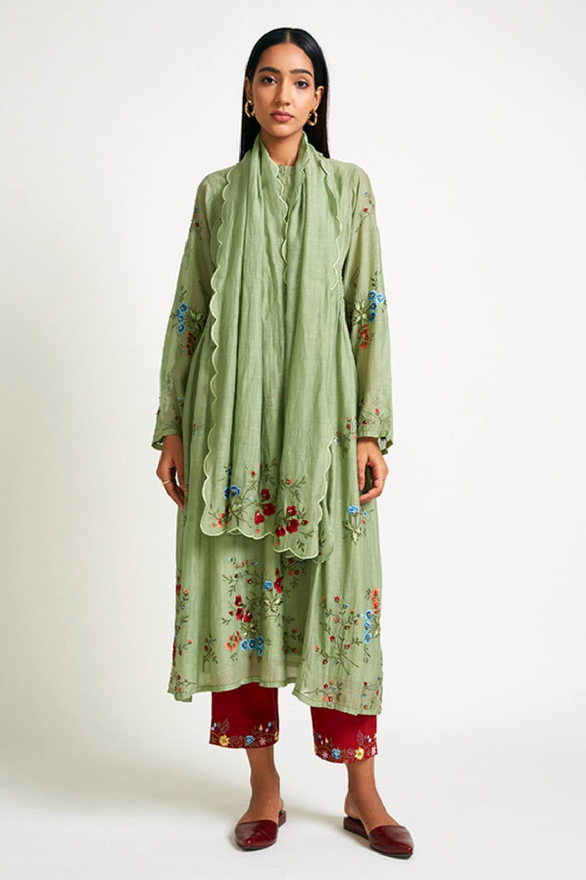 Payal Pratap Nemesia Embroidered Scarf 