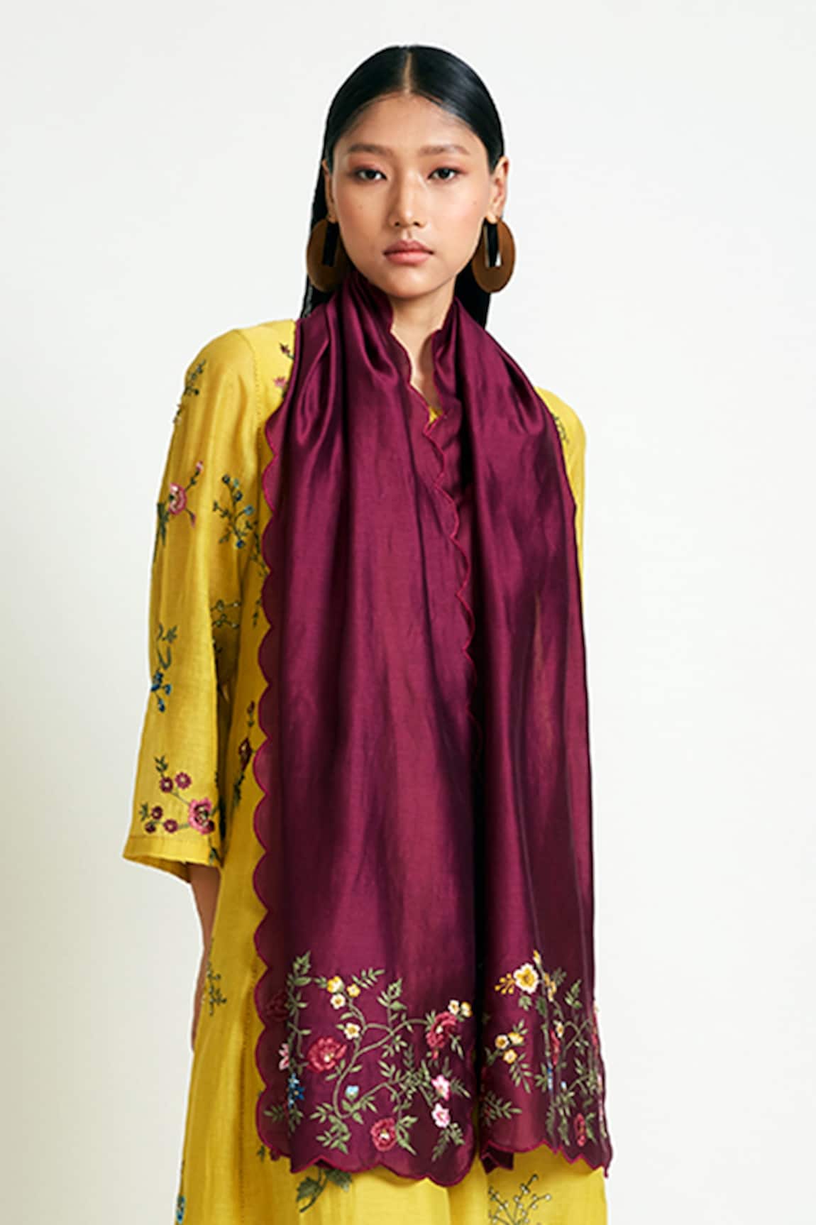 Payal Pratap Gazania Embroidered Scarf 