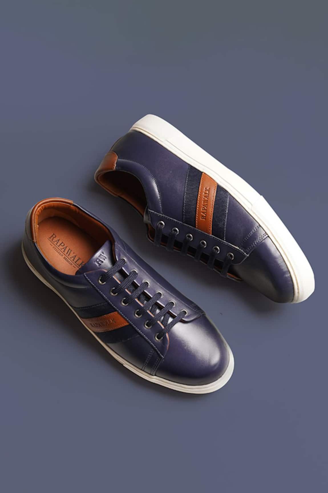 Rapawalk Striped Lace Up Leather Sneakers