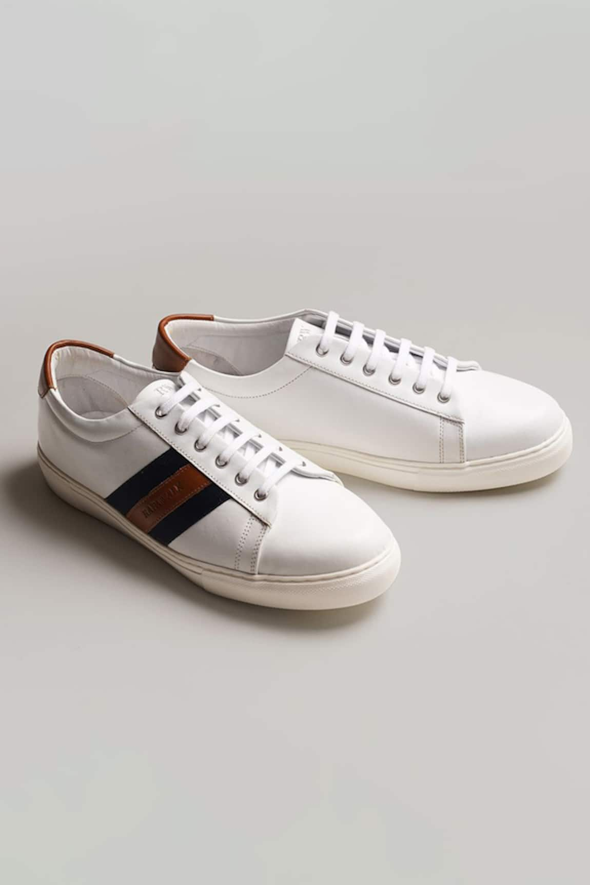 Rapawalk Striped Lace Up Leather Sneakers