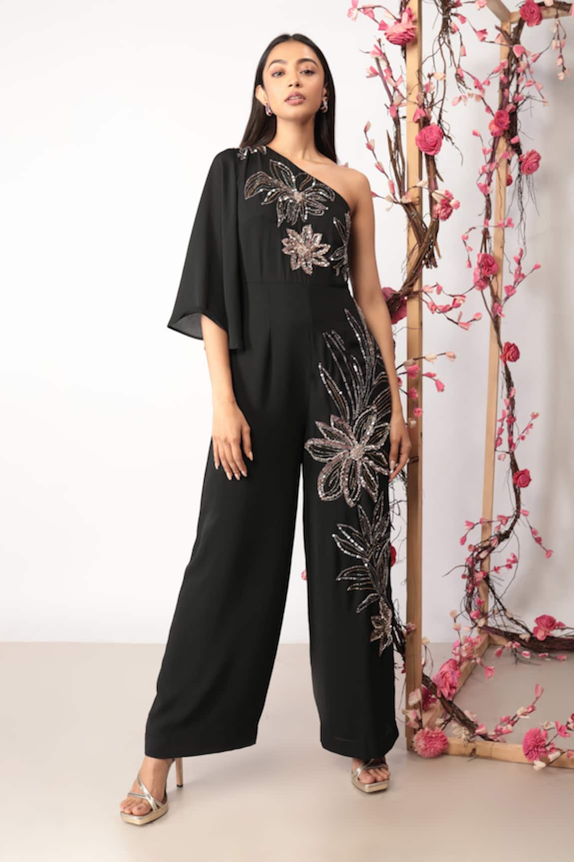 Nayantara Couture Vita One Shoulder Embroidered Jumpsuit
