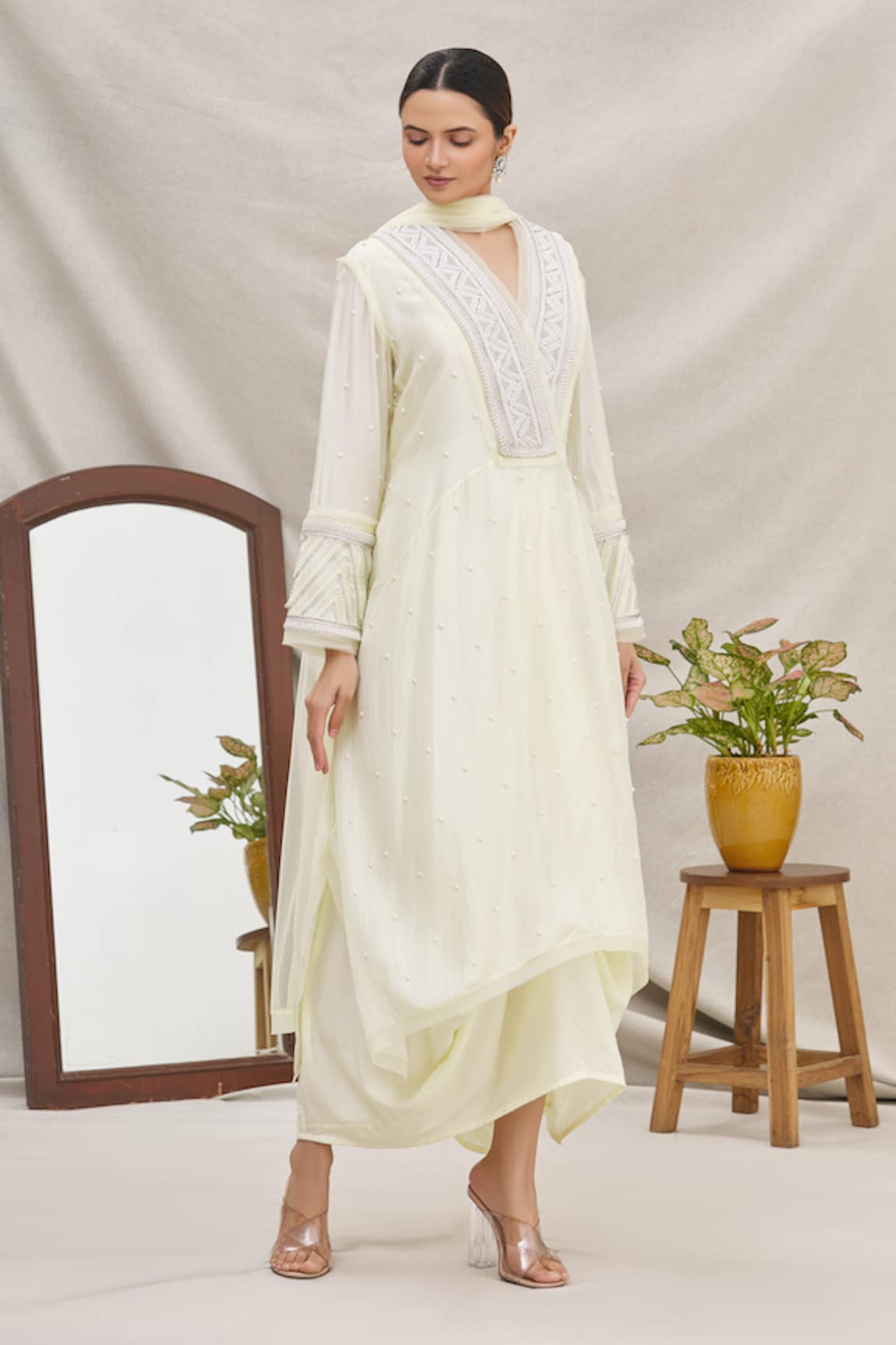 Ekta Singh  Silk Draped Kurta with Dupatta