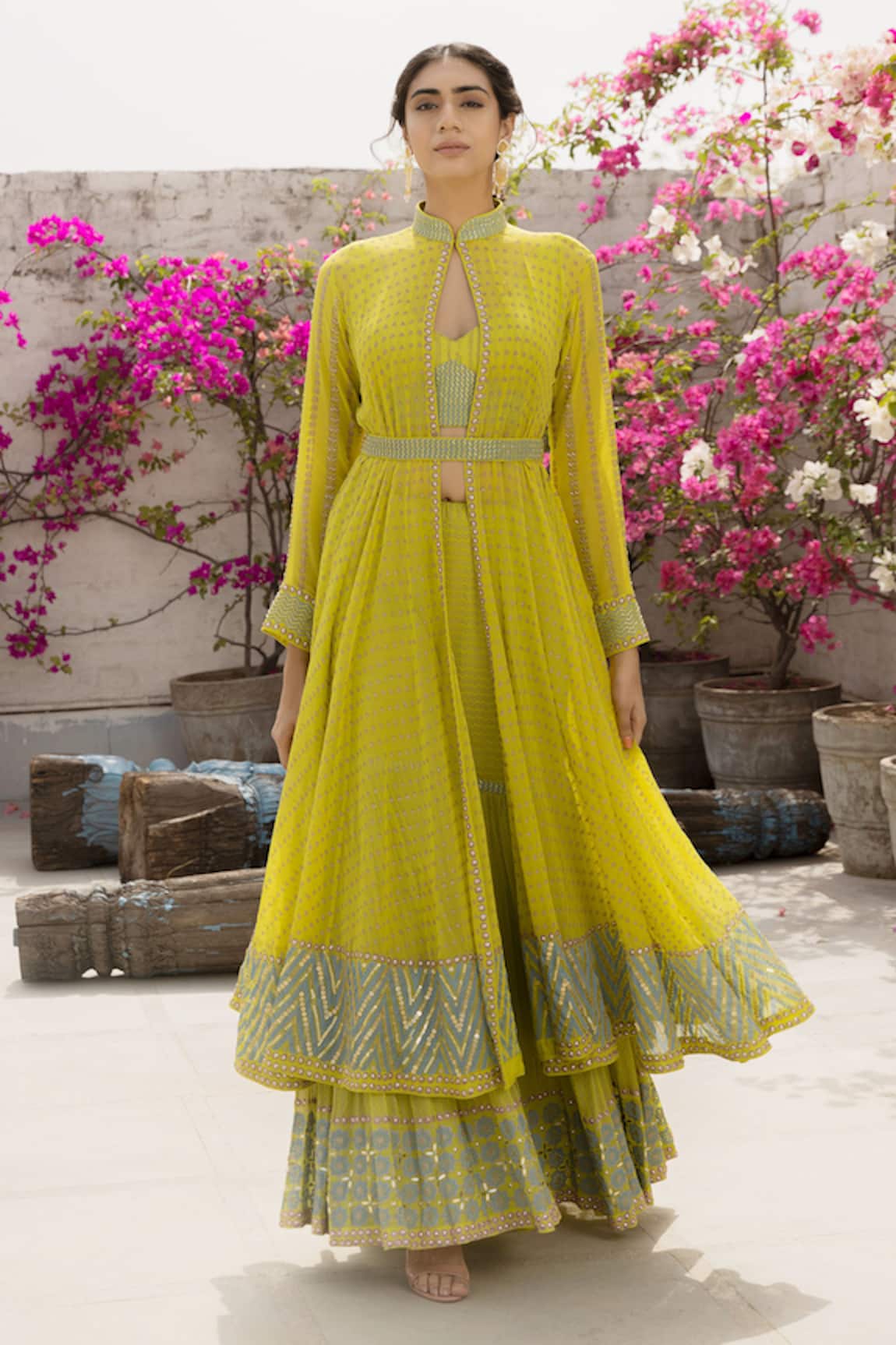 Surbhi Gupta Printed Anarkali Cape & Sharara Set 