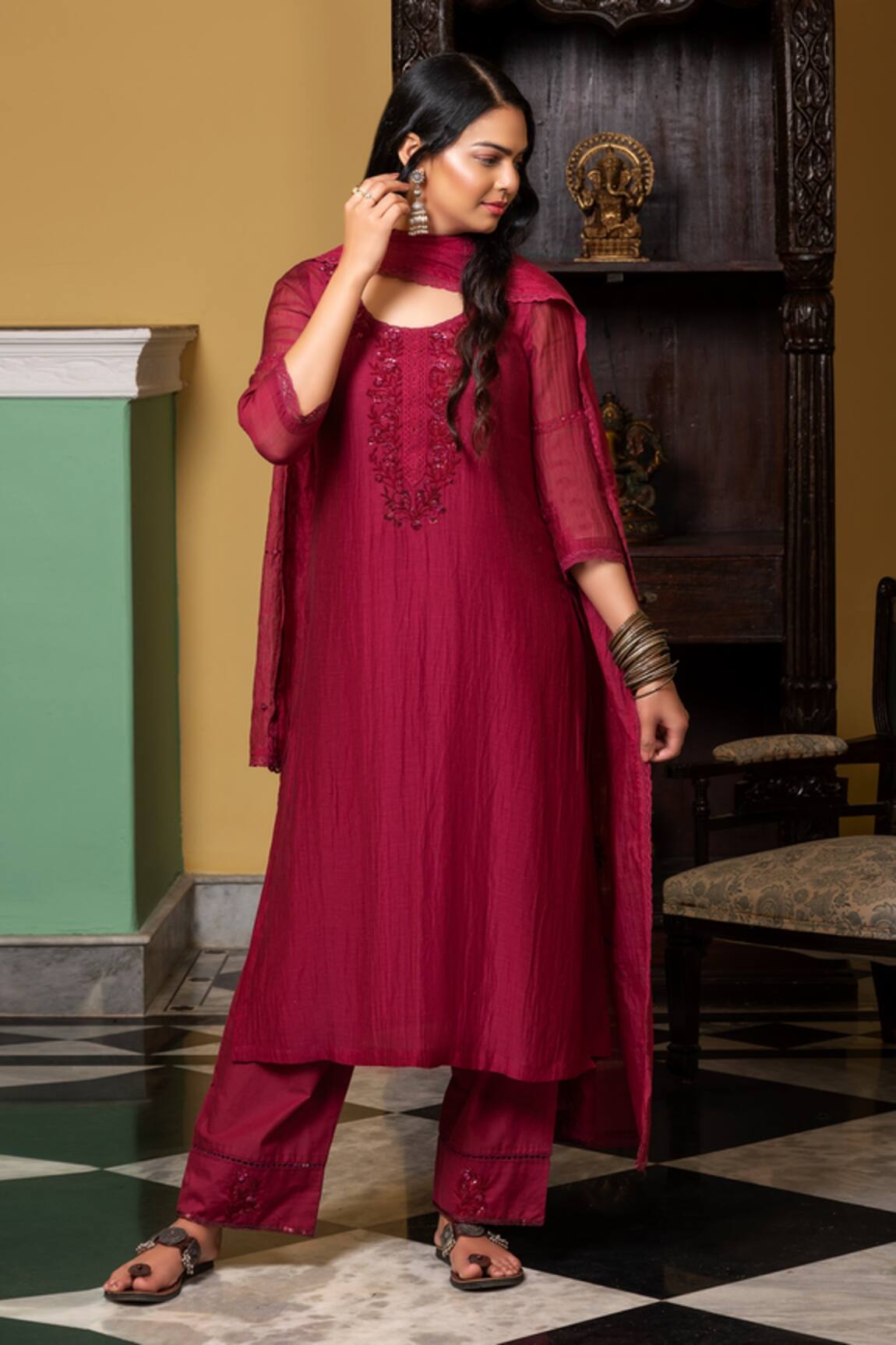 Yati Hand Embroidered A-Line Kurta Set