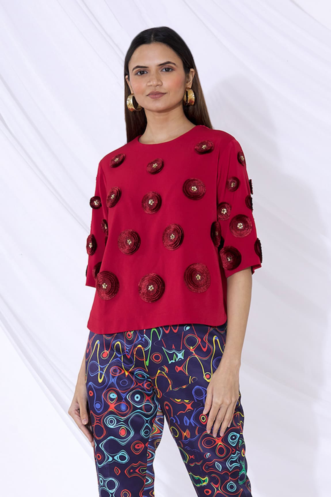 Urvashi Joneja Floral Applique Top