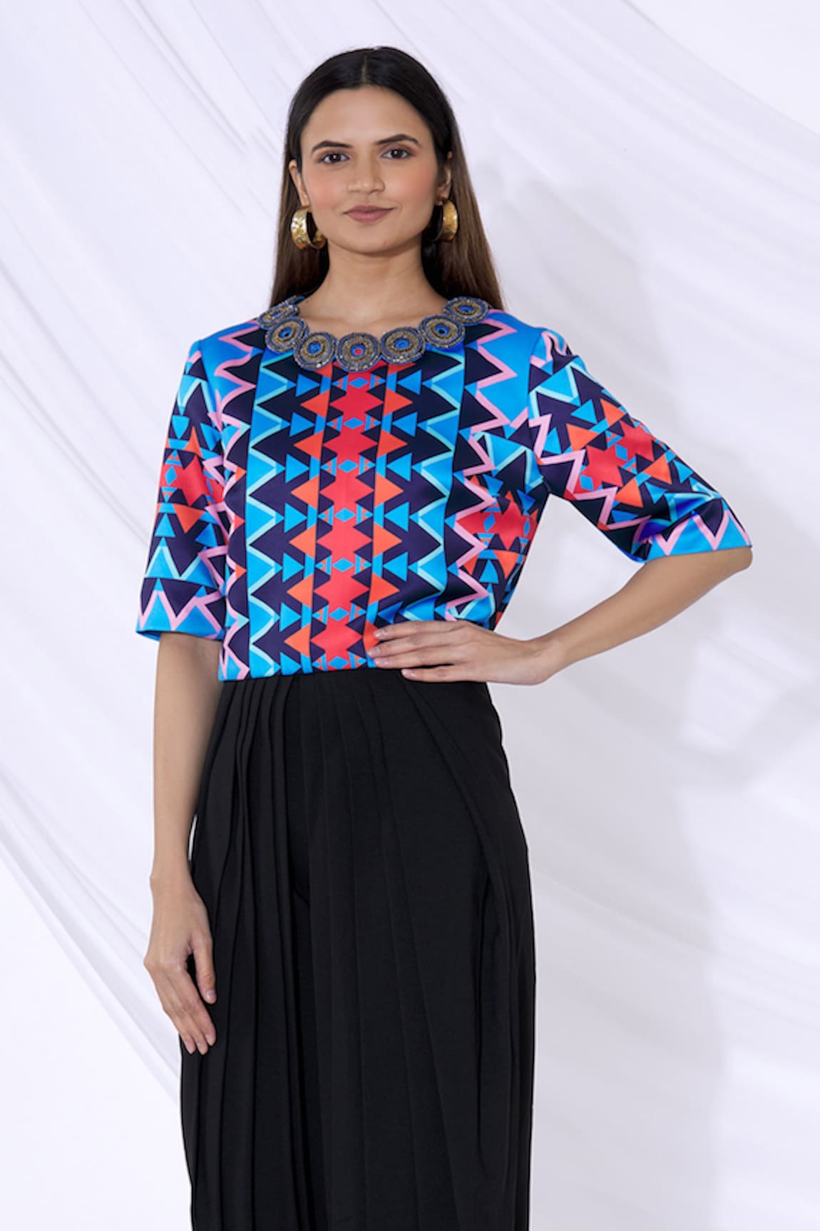 Urvashi Joneja Geometric Print Top