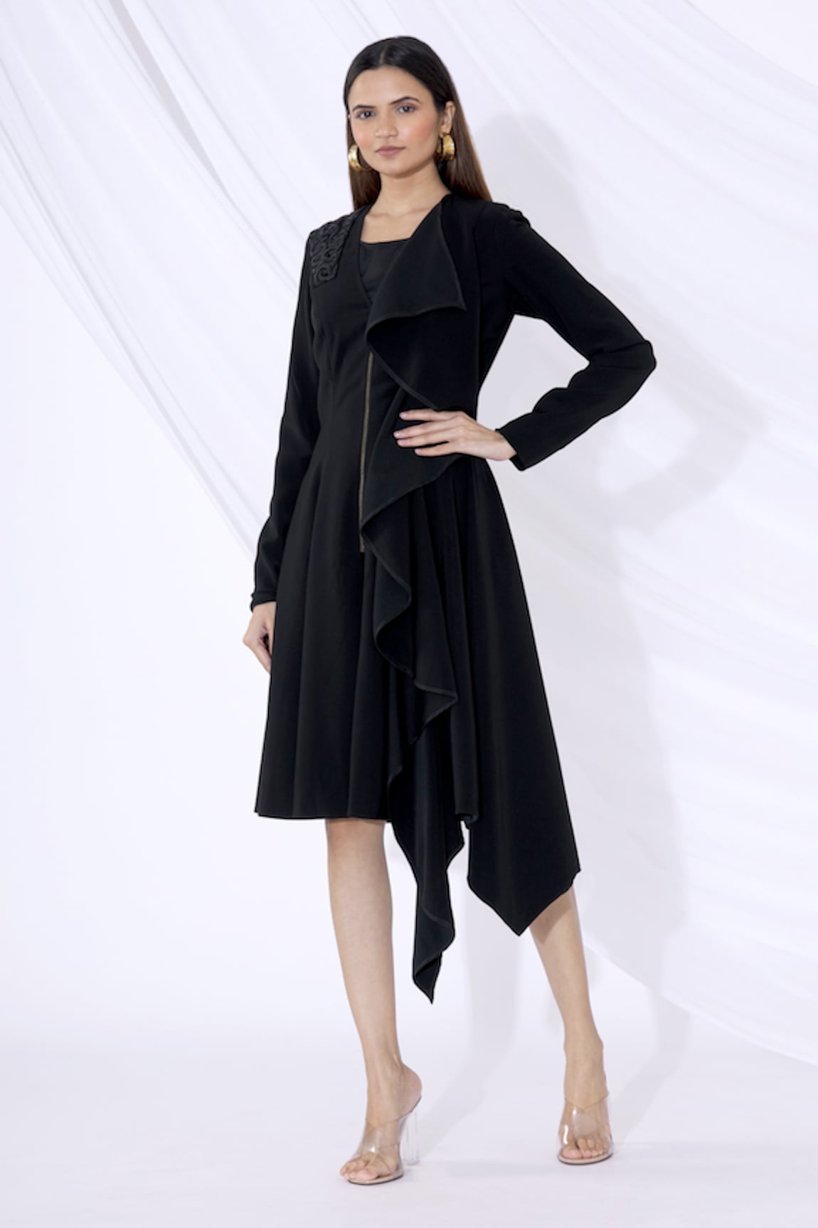 Urvashi Joneja Ruffle Draped Jacket Dress