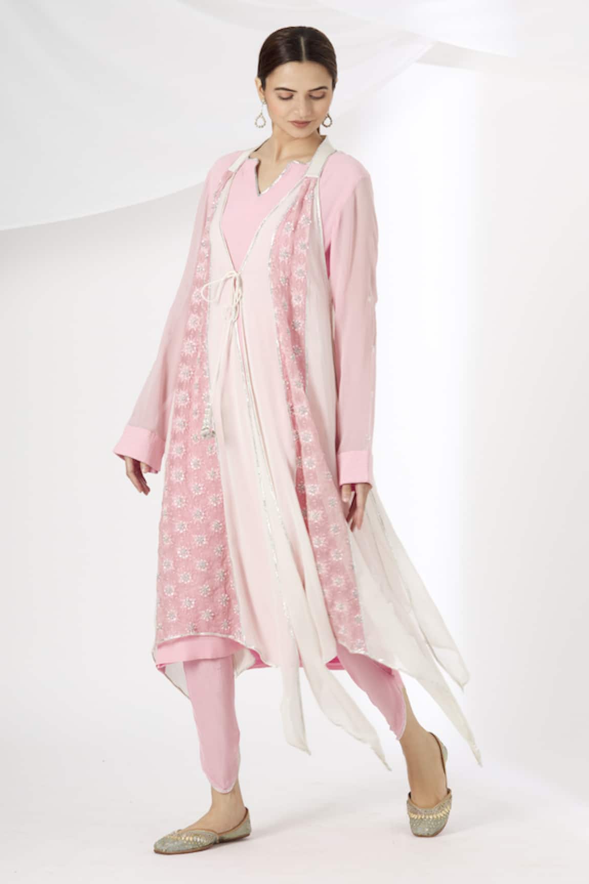 Kanika Sharma Embroidered Kurta & Dhoti Pant Set with Jacket 