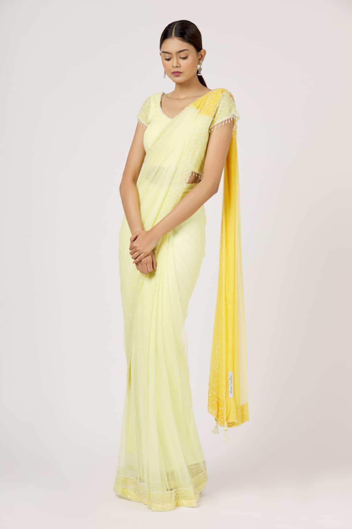Arpan Vohra Sequin Pre-Draped Saree with Blouse