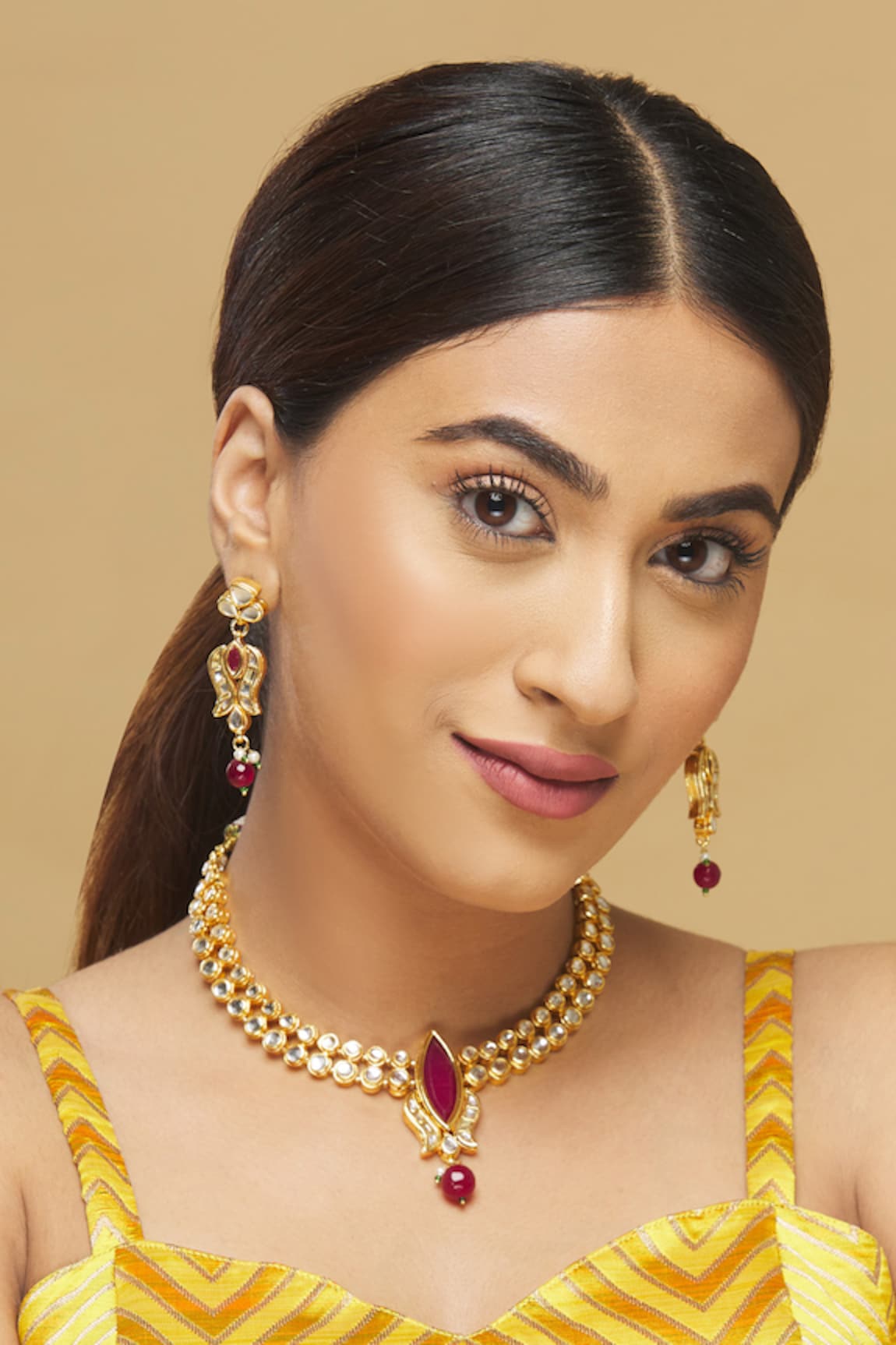 Posh by Rathore Kundan Pendant Necklace Set 