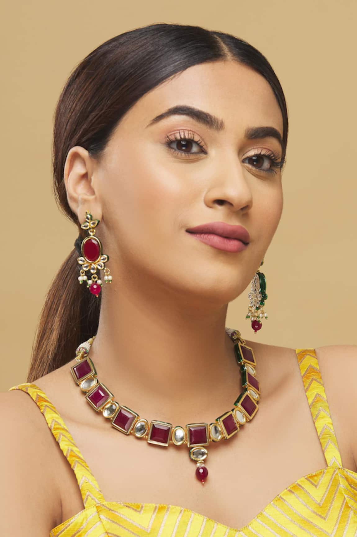 Posh by Rathore Kundan Geometric Necklace Set 