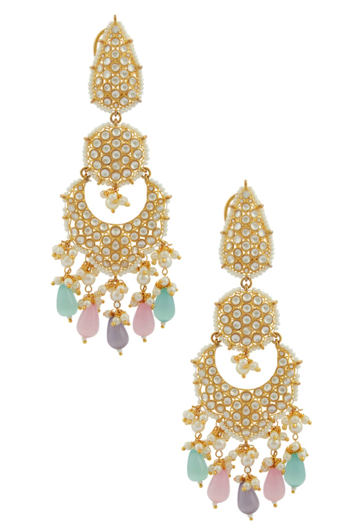 Moh-Maya By Disha Khatri Gold Kundan Tiered Chandbalis