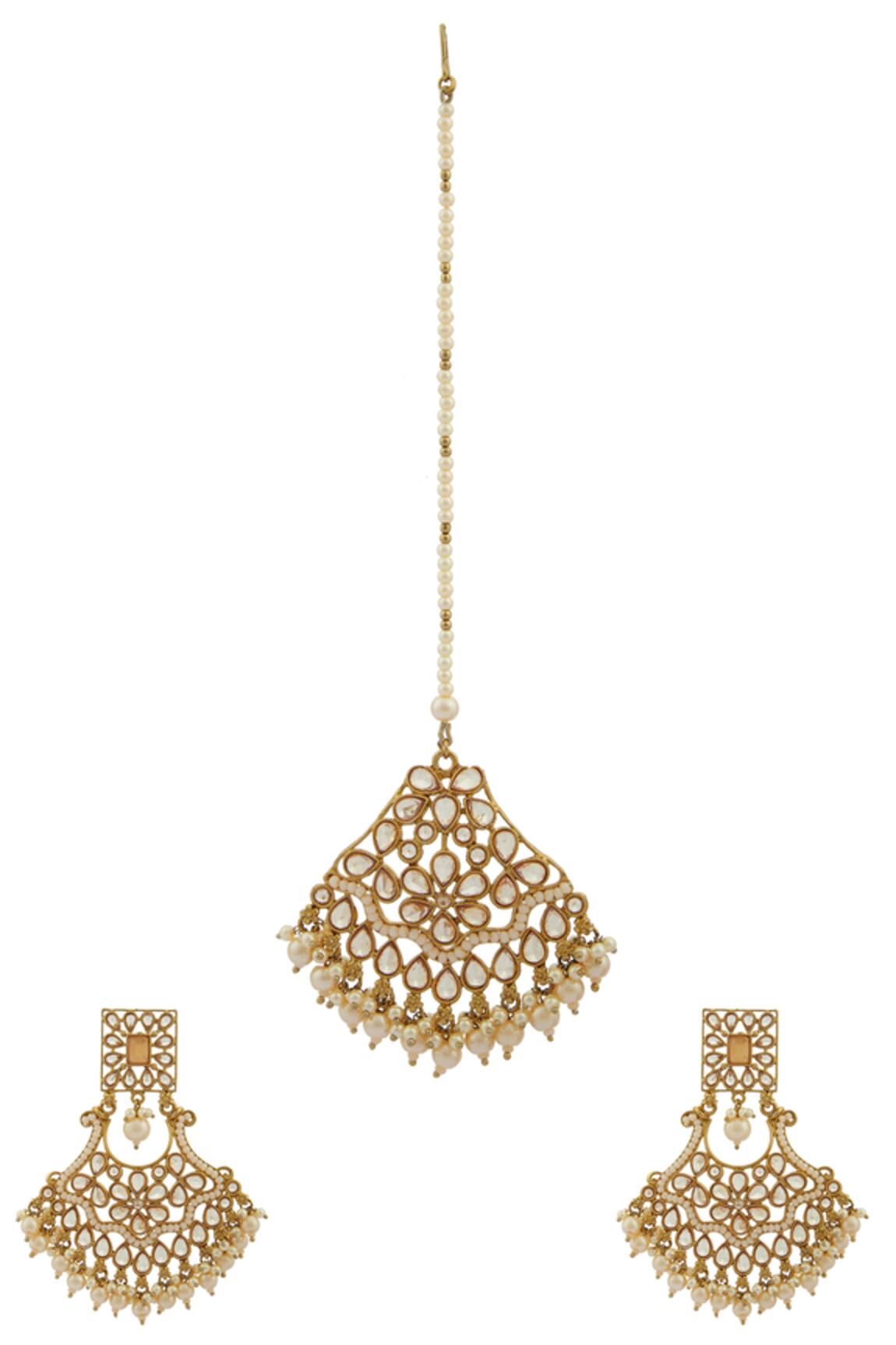 Moh-Maya By Disha Khatri Stone Danglers with Maangtikka