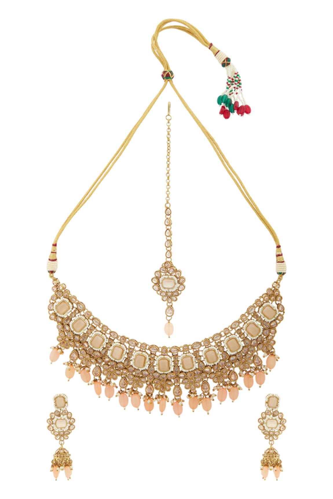 Moh-Maya By Disha Khatri Bead Drop Choker Set