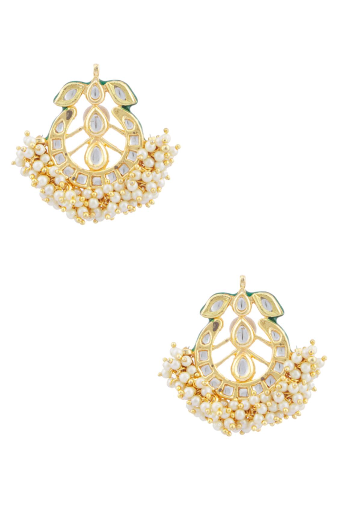 Just Shradhas Kundan Pearl Stud Earrings 