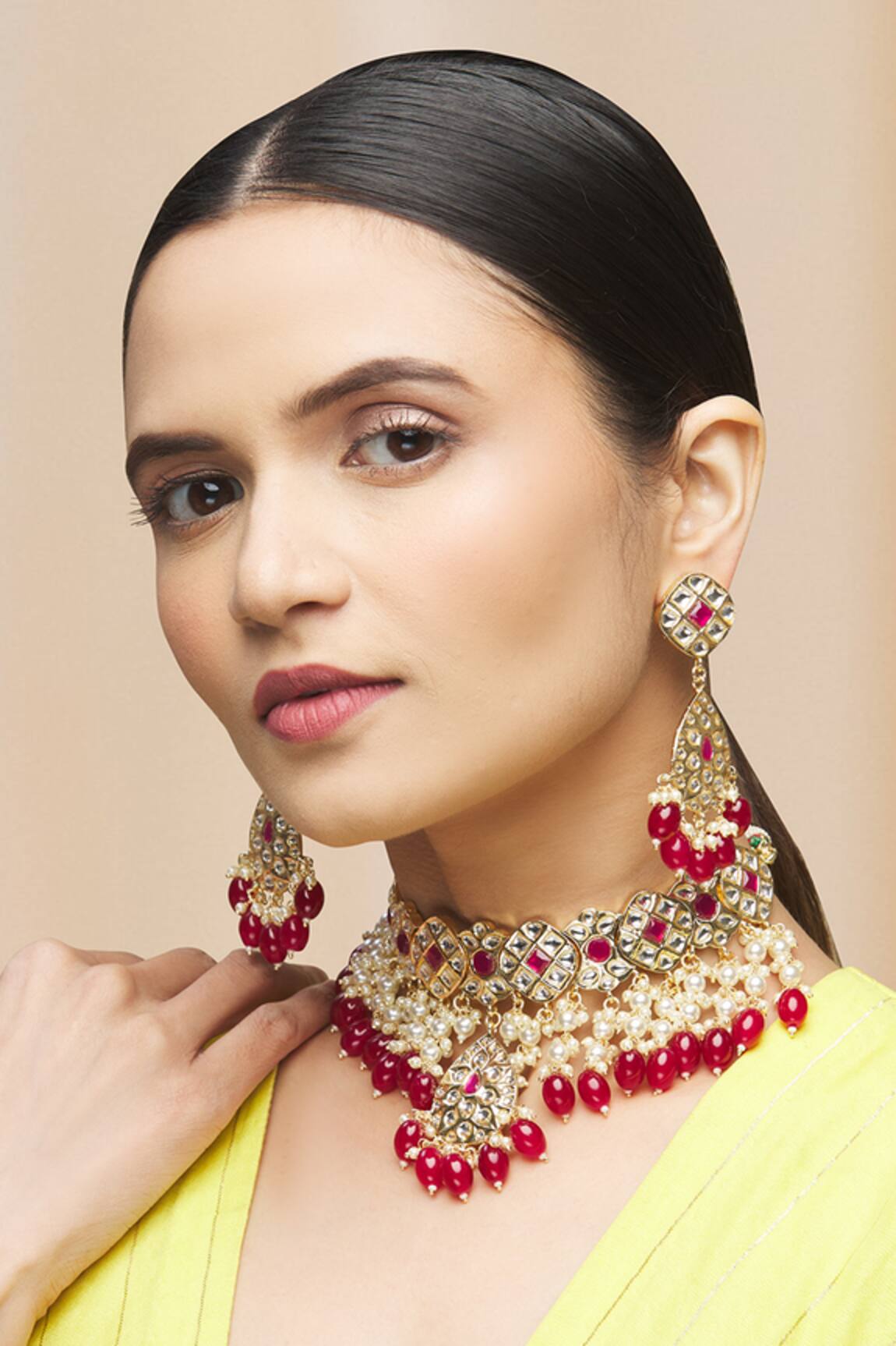 Moh-Maya by Disha Khatri Bead Drop Choker Set 