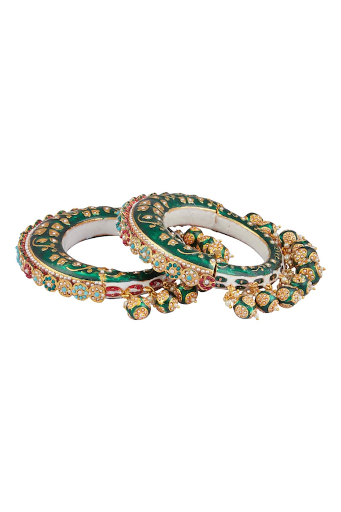 Moh-Maya by Disha Khatri Meenakari Stone Studded Kadas - Set of 2