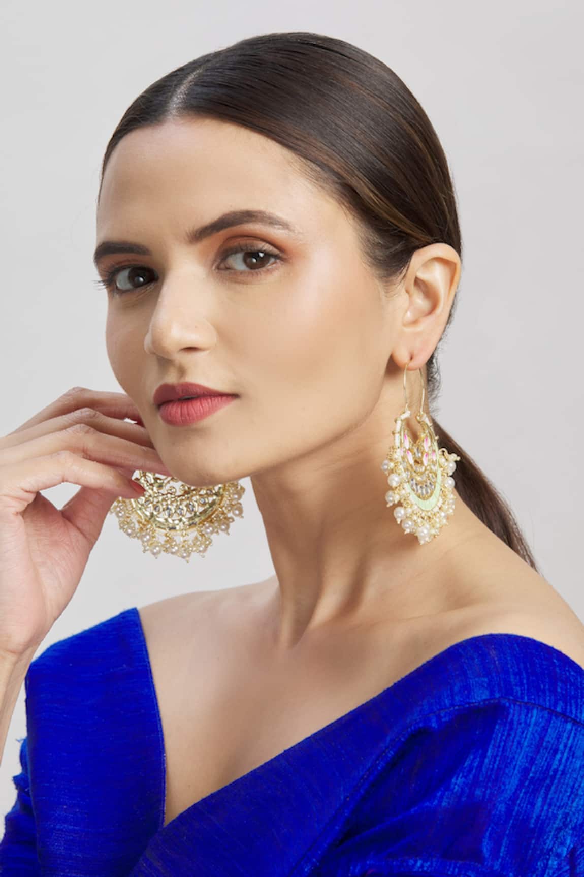 Buy GoldToned  Blue Earrings for Women by MIZORRI Online  Ajiocom