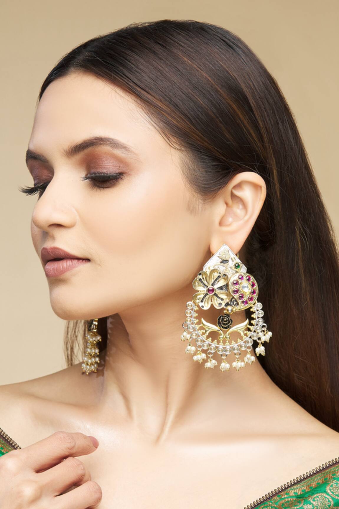 Our Purple Studio Stone Embellished Chandbalis