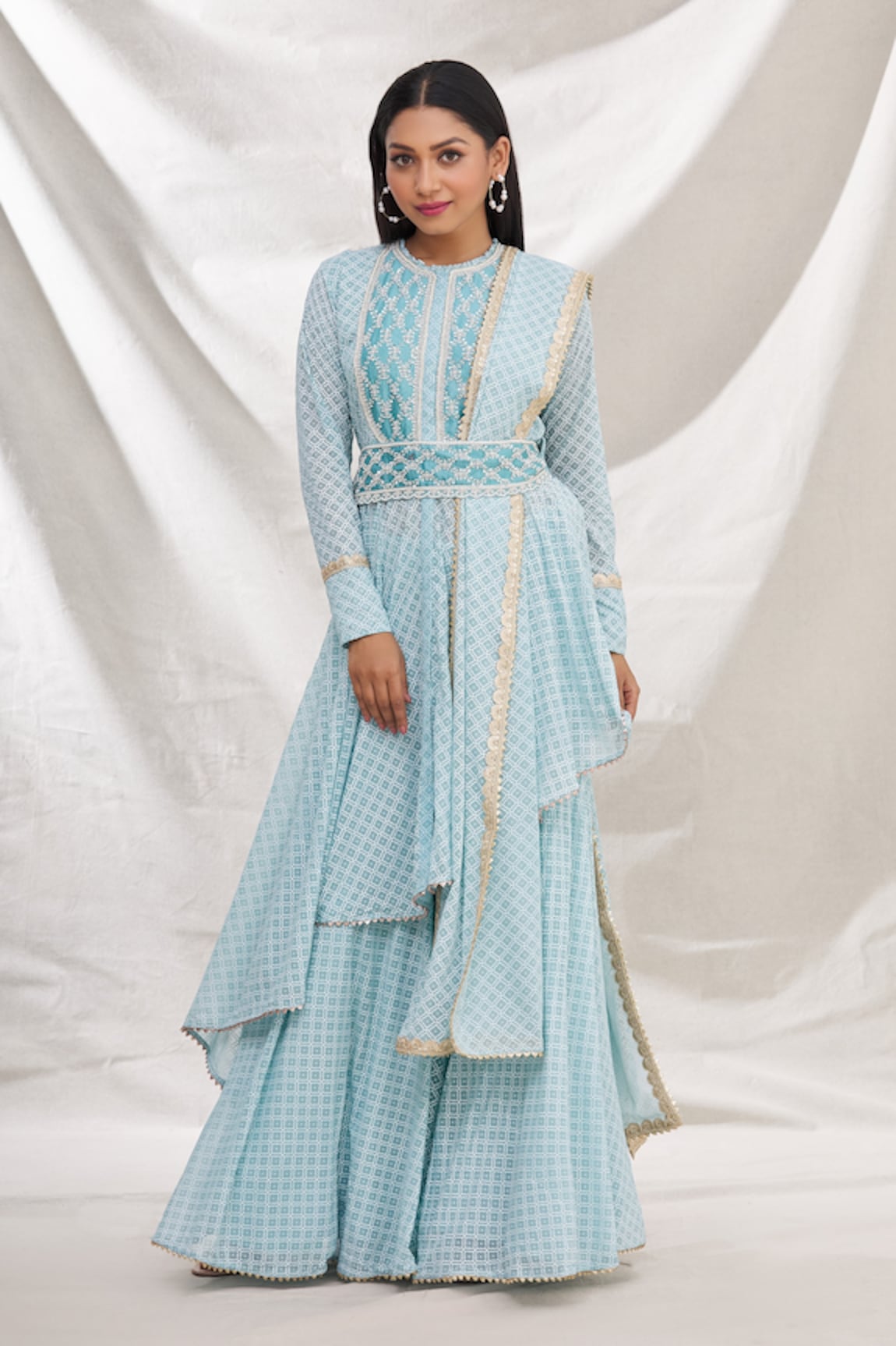 Aksh Asymmetric Kurta Gharara Set